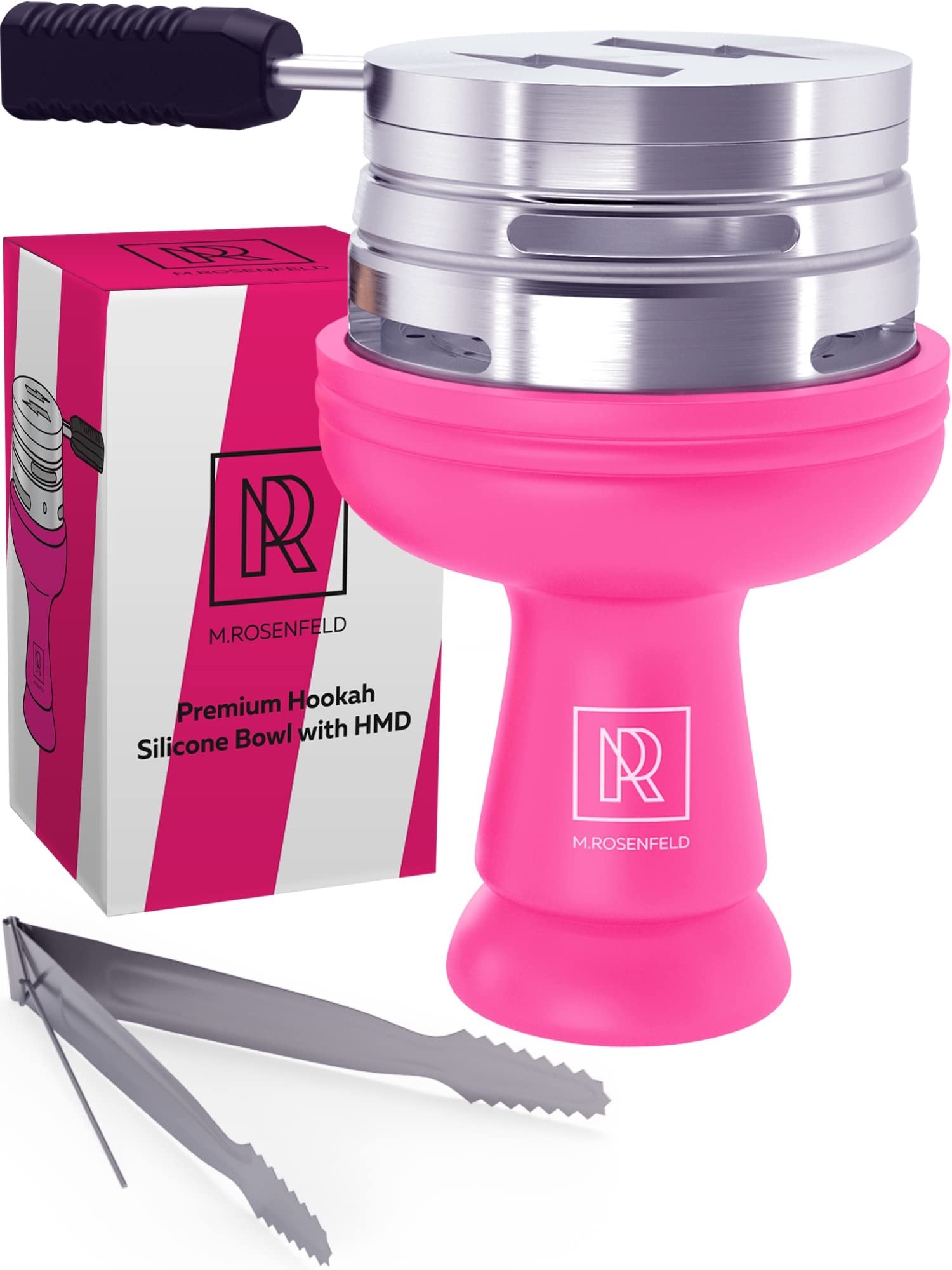 M. ROSENFELD Pink Hookah Bowl Set Silicone - Premium Shisha Bowl Phunnel Hookah Bowl Pink for Smoking with Hookah Tongs & Heat Management Charcoal Holder with Cover HULI
