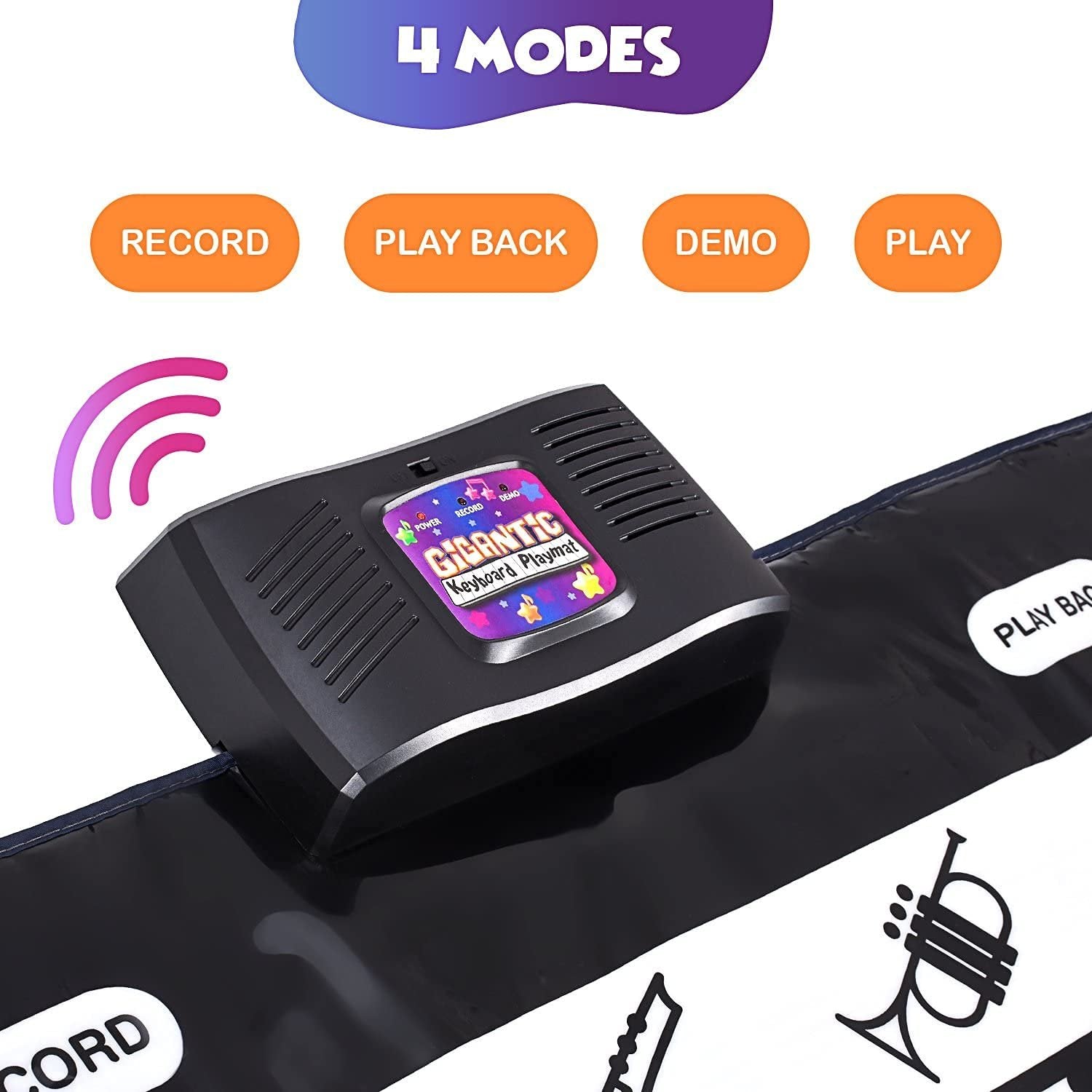 Abcotech Kids Floor Piano Mat | Giant Dance Floor Keyboard Sensory Toys | Play, Record, Playback and Demo Modes - 8 Musical Instruments and Sounds for Kids Music - 70" Toddler Piano Play Mat 24 Keys