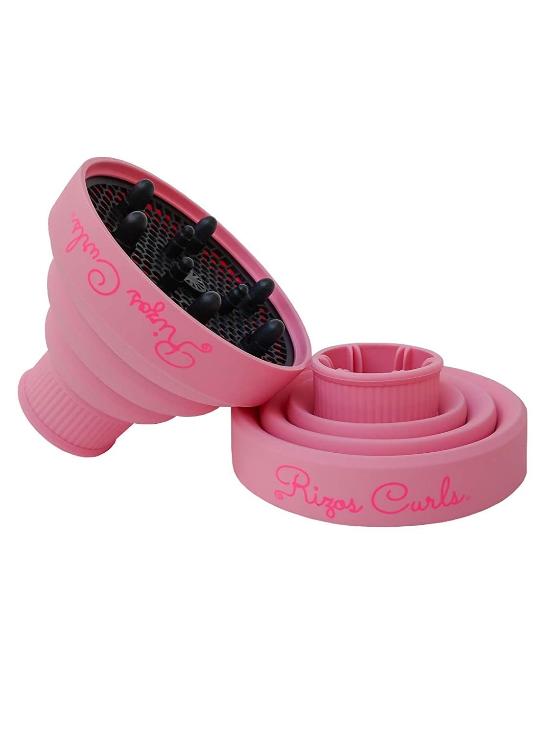 Rizos Curls Pink Hair Diffuser for Curly Hair - Collapsible, Ideal for Wash N' Go & Travel - Size 1 Attachment