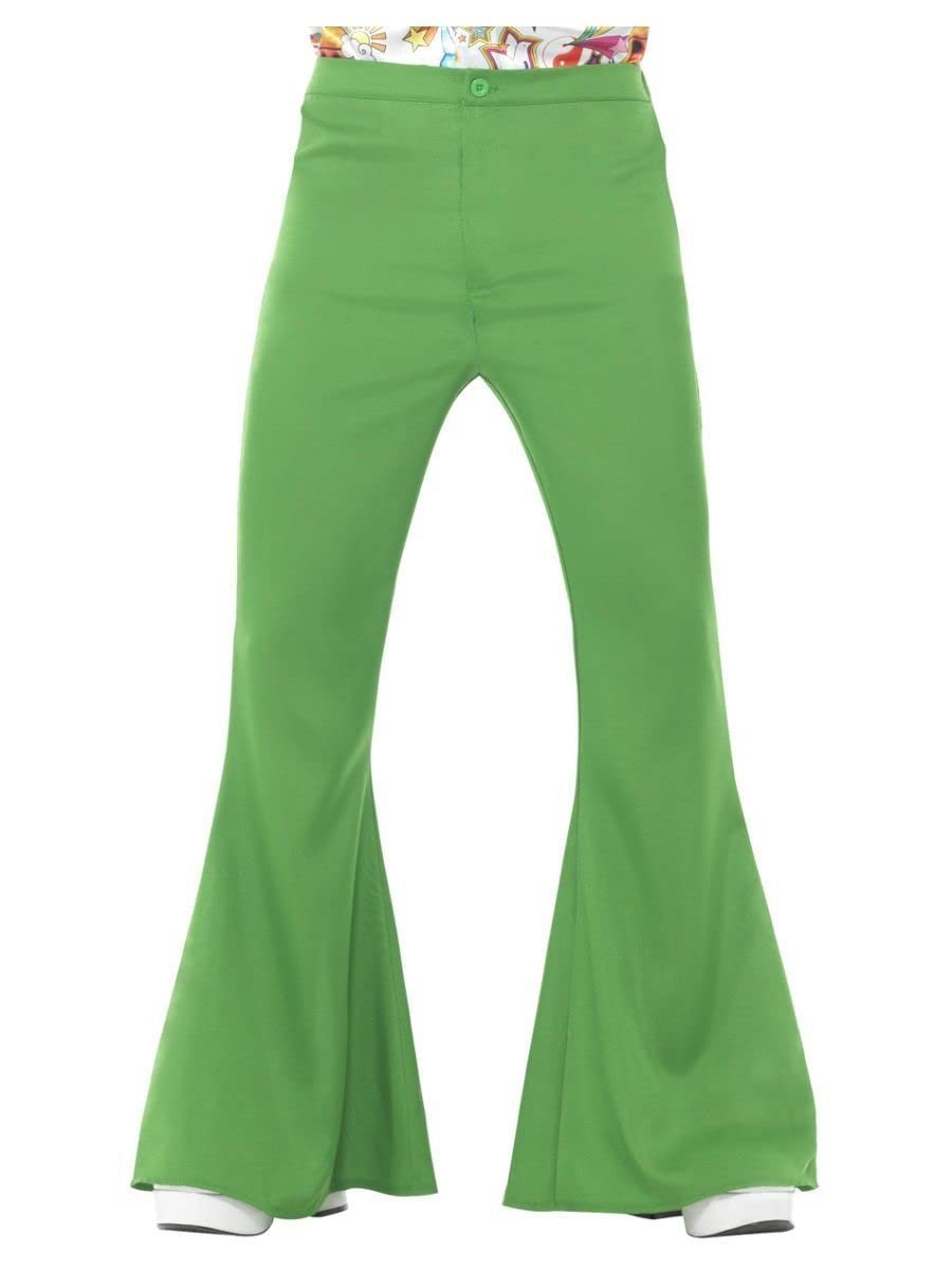 Adult Mens Flared Hippy Trousers ~ Green ~ X Large