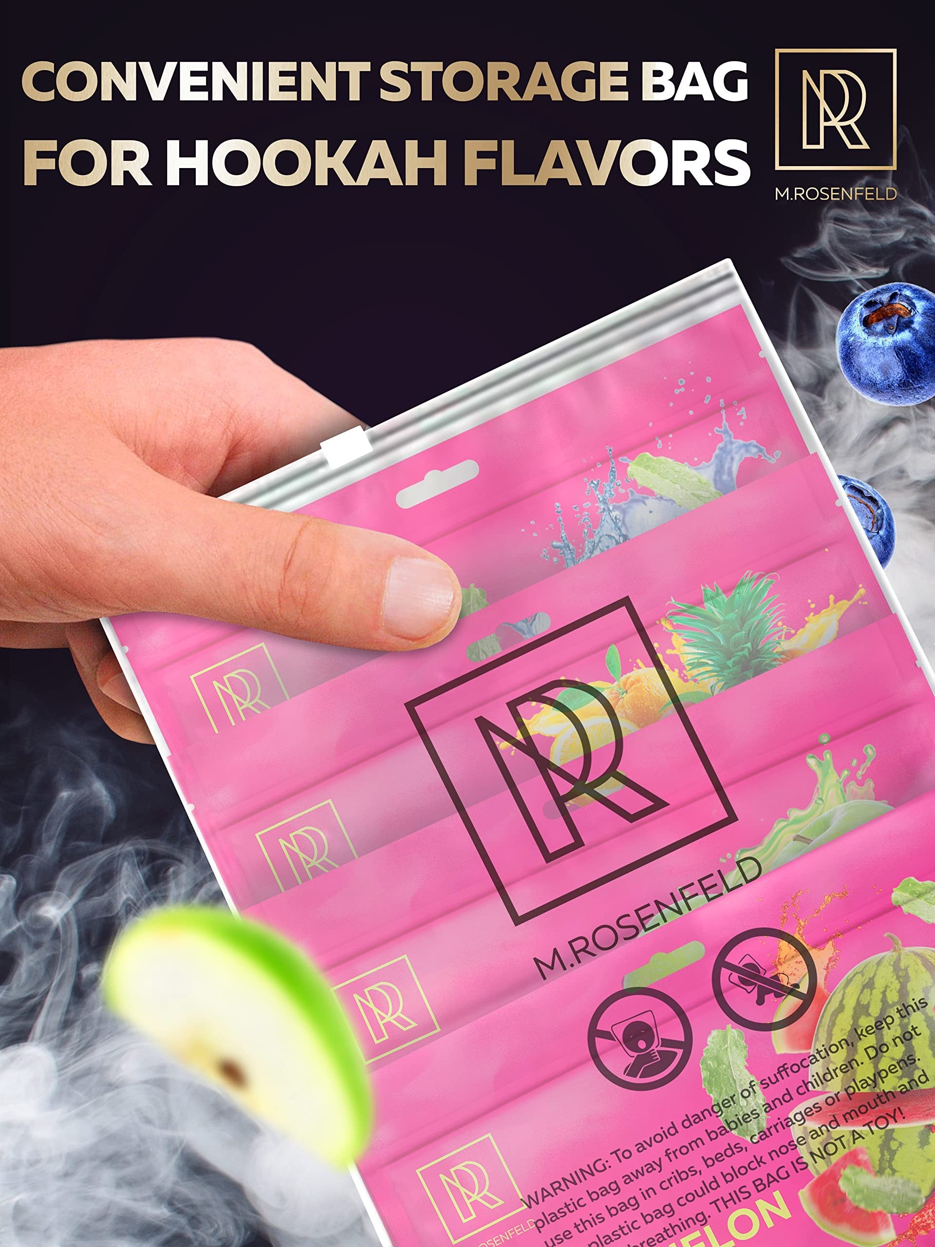 Hookah Shisha Flavors Set - 4 x 100g Shisha Molasses Hookah Flavors for 30 Hookah Bowls (Blueberry Mint - Watermelon Mint - Apple - Tropical Fruit Mix Mango Peach Pineapple) Pack of 4