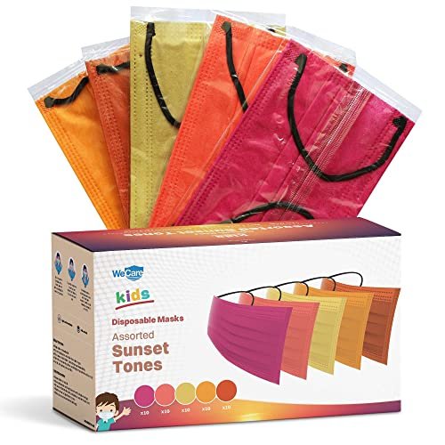 WECARE 50 Box, Individually-Wrapped Masks - Assorted Sunset Tones - KIDS