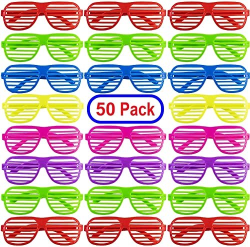 PREXTEX Mega Pack 50 Pairs of Kids Plastic Shutter Shades Glasses Shades Sunglasses Eyewear Party Favors and Party Props Assorted Colors last day of school gifts for kids