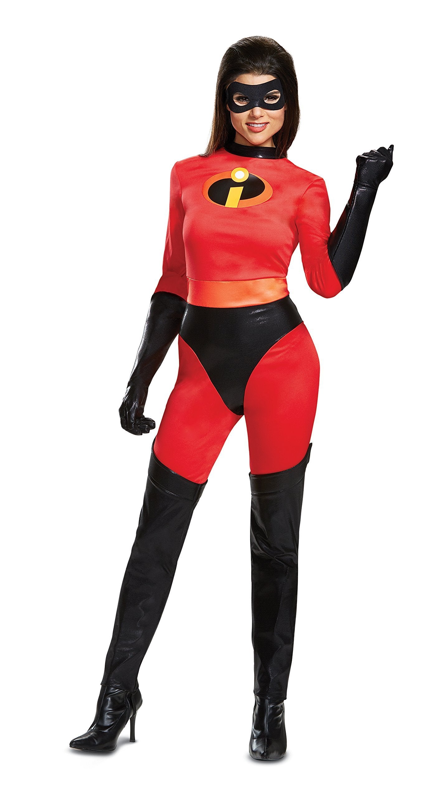 Disguise Women's Plus Size Mrs. Incredible Skirted Deluxe Adult Costume, red, XL (18-20)