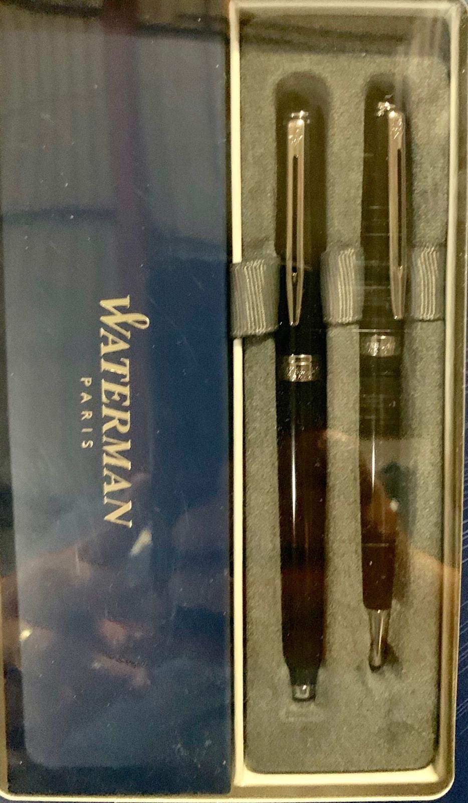 Waterman Hemisphere Black Lacquer and Stainless Steel Rollerball & Ballpoint Pen Set