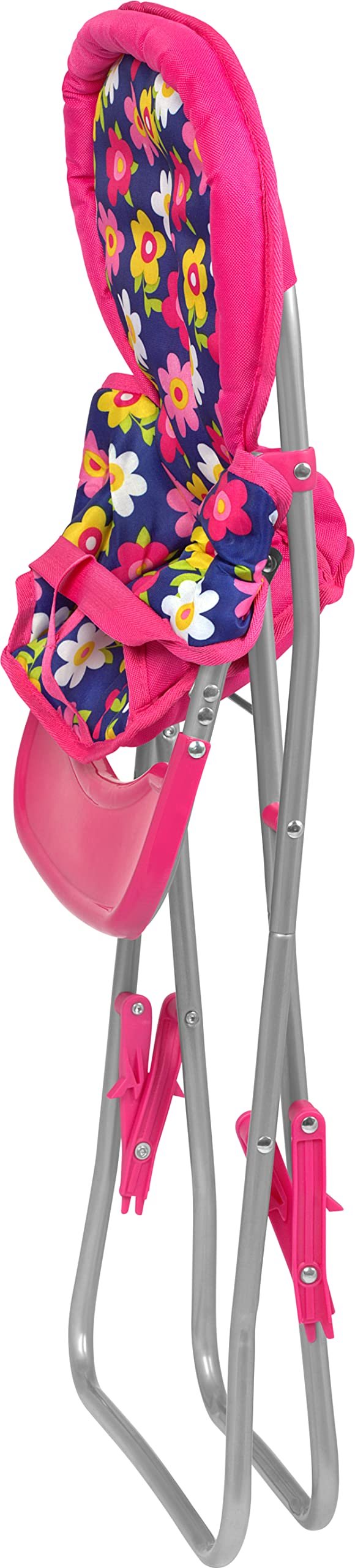 Fash n kolor - Baby Doll High Chair with Tray, Fits up to 18 inch Baby Dolls, Flower Print Toddler Furniture Toy High Chair for Dolls Toys Easy to fold for Compact Storage