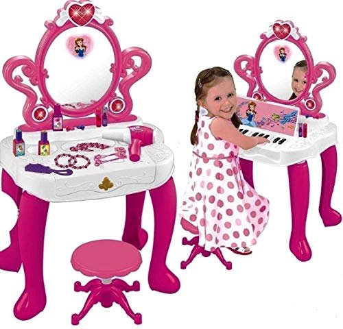 Wolvolk Princess 2-in-1 Toddler Vanity Set with Piano - Unlock Creativity, Joy, and Music in One Experience a Kids Vanity Set with Mirror and Piano for Kids Ages 3-5