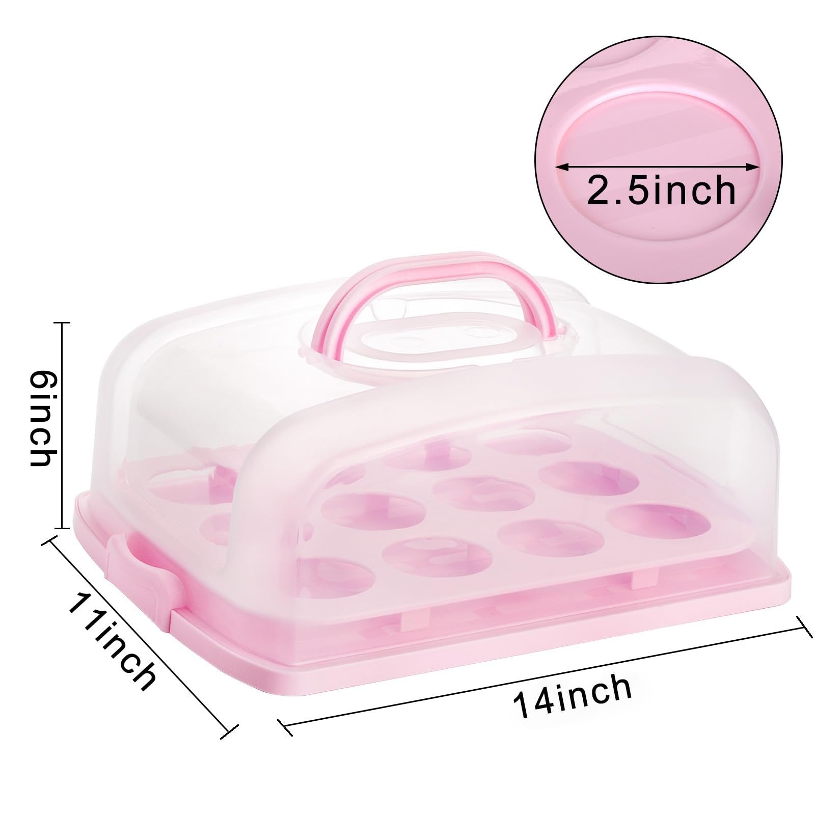 SOUJOY 2in1 Cupcake Carrier, Cupcake Keeper for 12 Standard-Size Cupcakes with Lid and Two Secure Side Closures, Portable Dessert Holder Transports Box for Cakes, Pies, Muffin