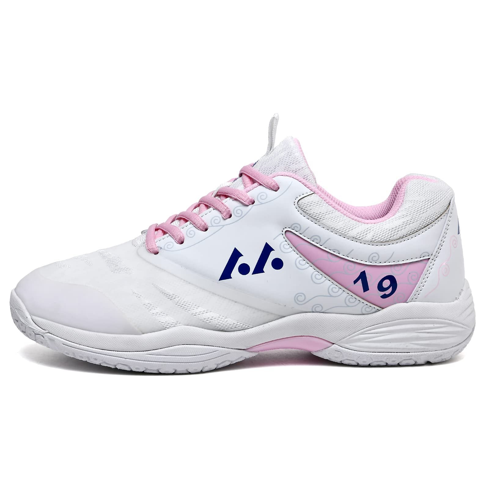 Womens Mens Lightweight Indoor Court Shoes Badminton Shoes for Pickleball, Tennis, Table Tennis, Volleyball (019 White, 39)