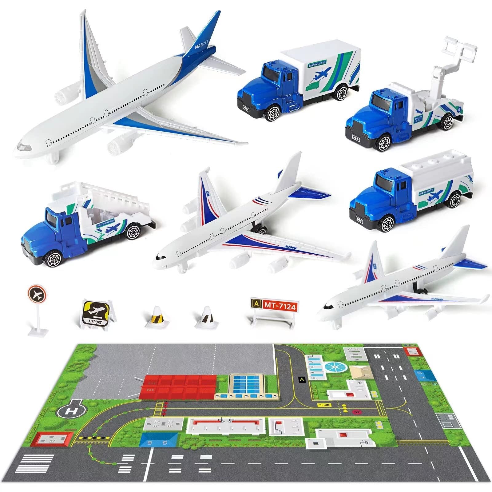 Airplane Toy Set with Planes, Trucks & Playmat - Interactive Learning Toys for Toddlers, Great Gift