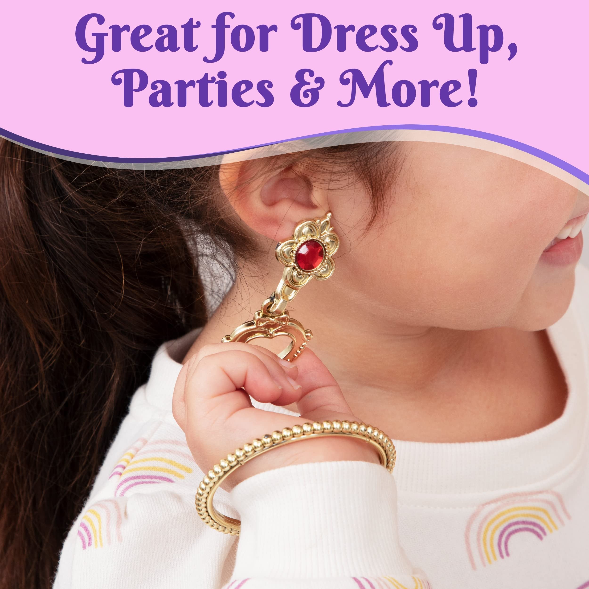 Princess Toddler Dress Up Shoes & Jewelry for Little Girls - Toddler Pretend Play Boutique Set - 4 Pairs of Shoes, Earrings, Bracelets & Rings - Gift Toy Set for 3+ Years Old Girl - Gifts for Girls