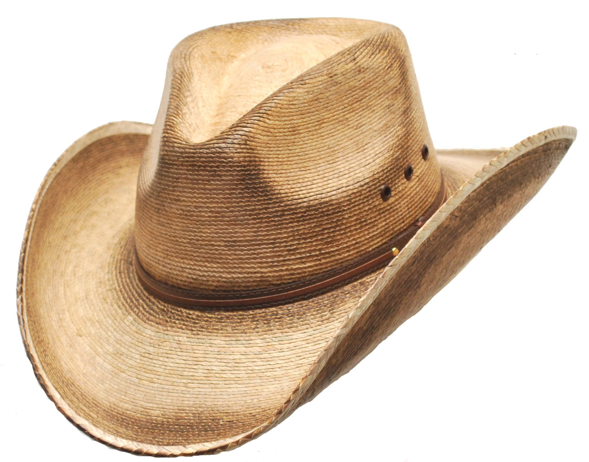 Western Express Pinch Front Palm Hat (L), Light Brown, Size Large