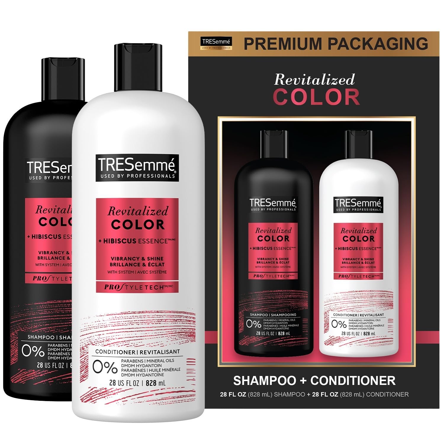 TRESemmé Shampoo and Conditioner Set, Color Revitalize, Protects Hair Color for Weeks with Sunflower Seed Oil for Healthy Hair, 28 Fl Oz each