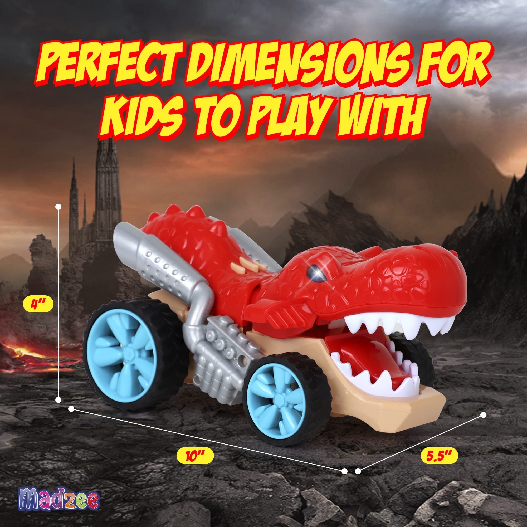 Madzee Monster Vehicle (Shark) - Battery Powered Truck with Lights & Sounds - Great Toys for Boys and Girls Ages 3+, Perfect Toddler Gift Birthday Party, Christmas