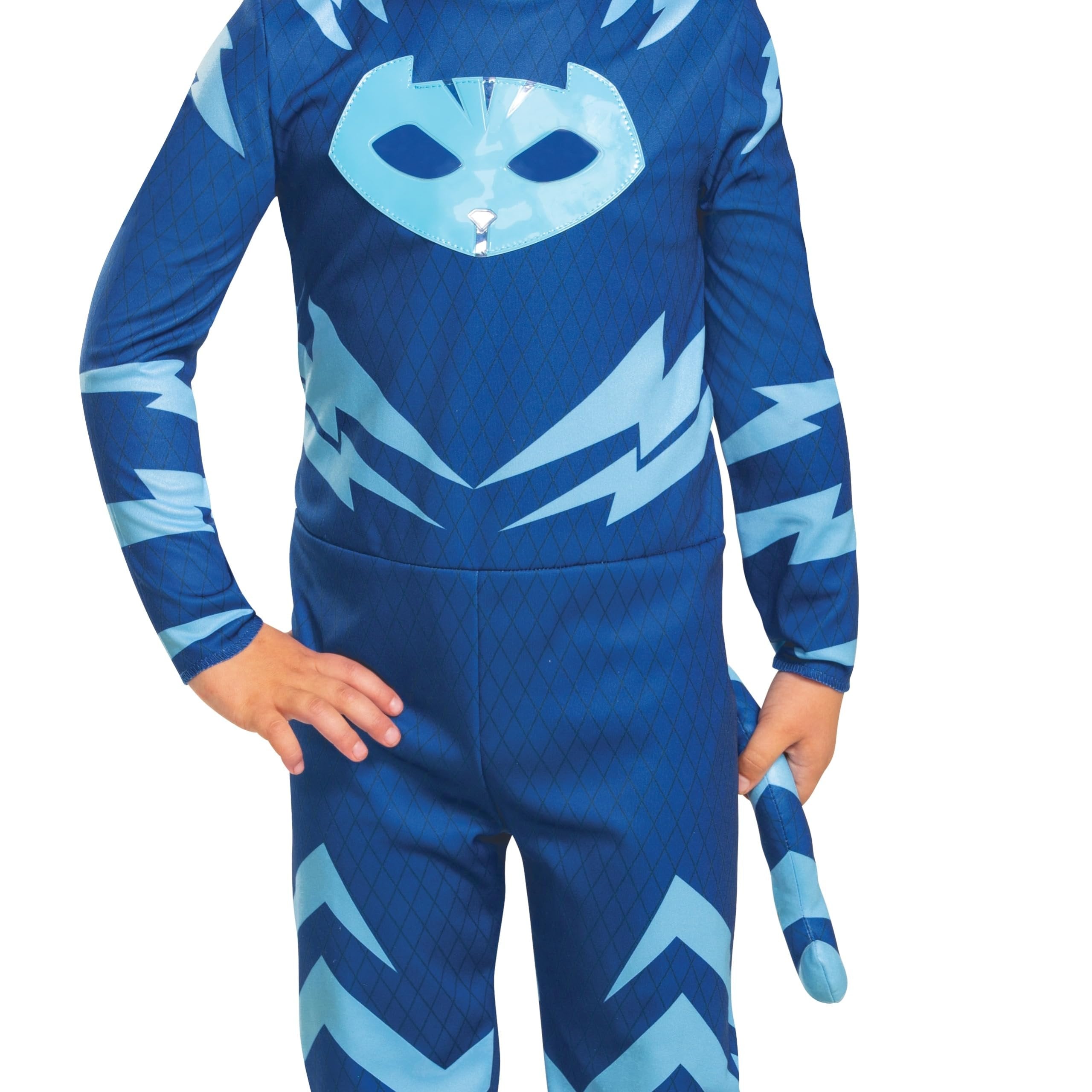 Disguise PJ Masks Catboy Costume, Deluxe Kids Light Up Jumpsuit Outfit and Character Mask, Toddler Size Large (4-6) Blue