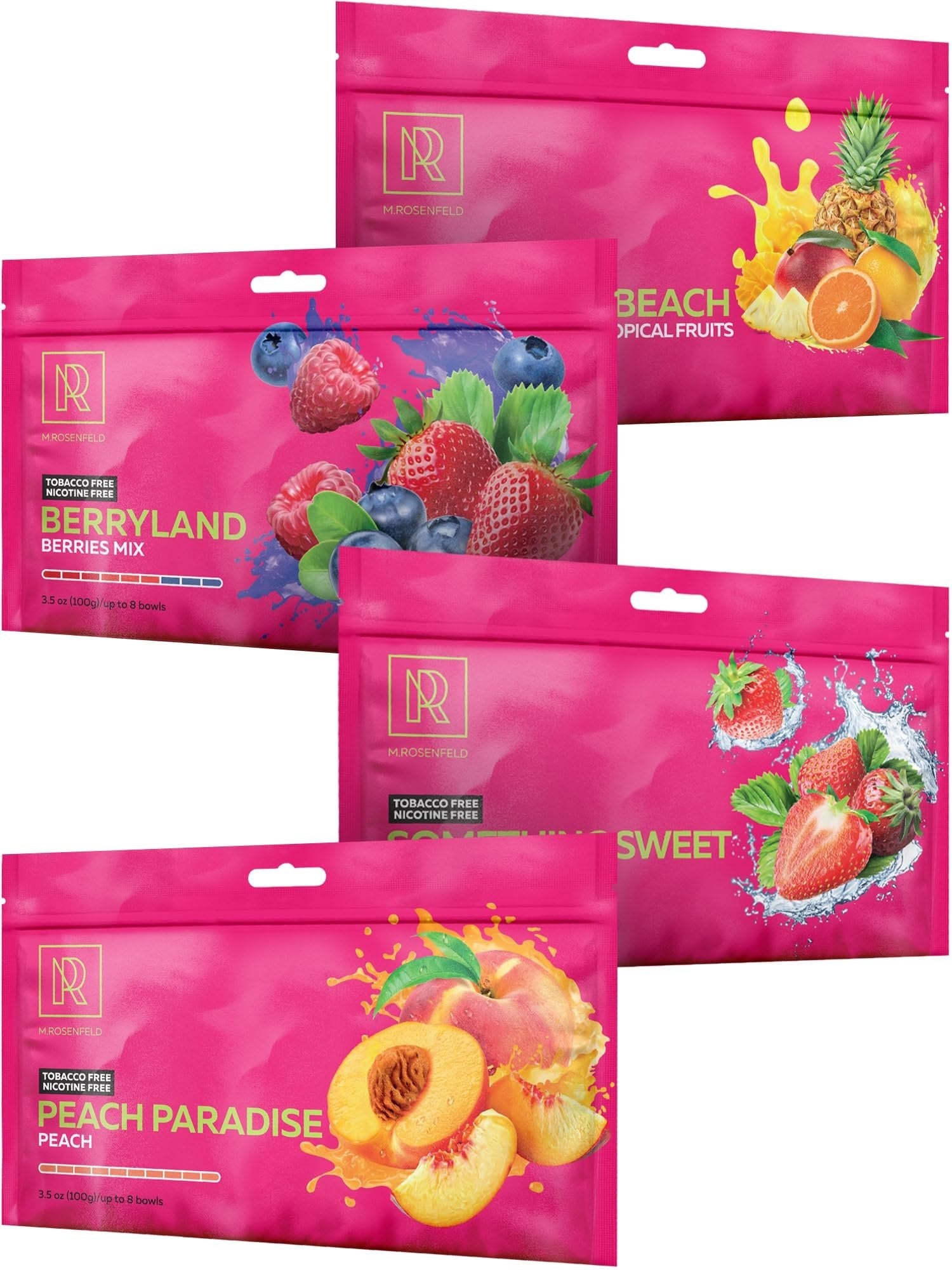 Hookah Shisha Flavors Set - 4 x 100g Shisha Hookah Flavors for 30 Hookah Bowls (Hookah Bundle contains 4 Flavors: Barryland - Something Sweet - Peach Paradise - Sex on the beach) Pack of 4