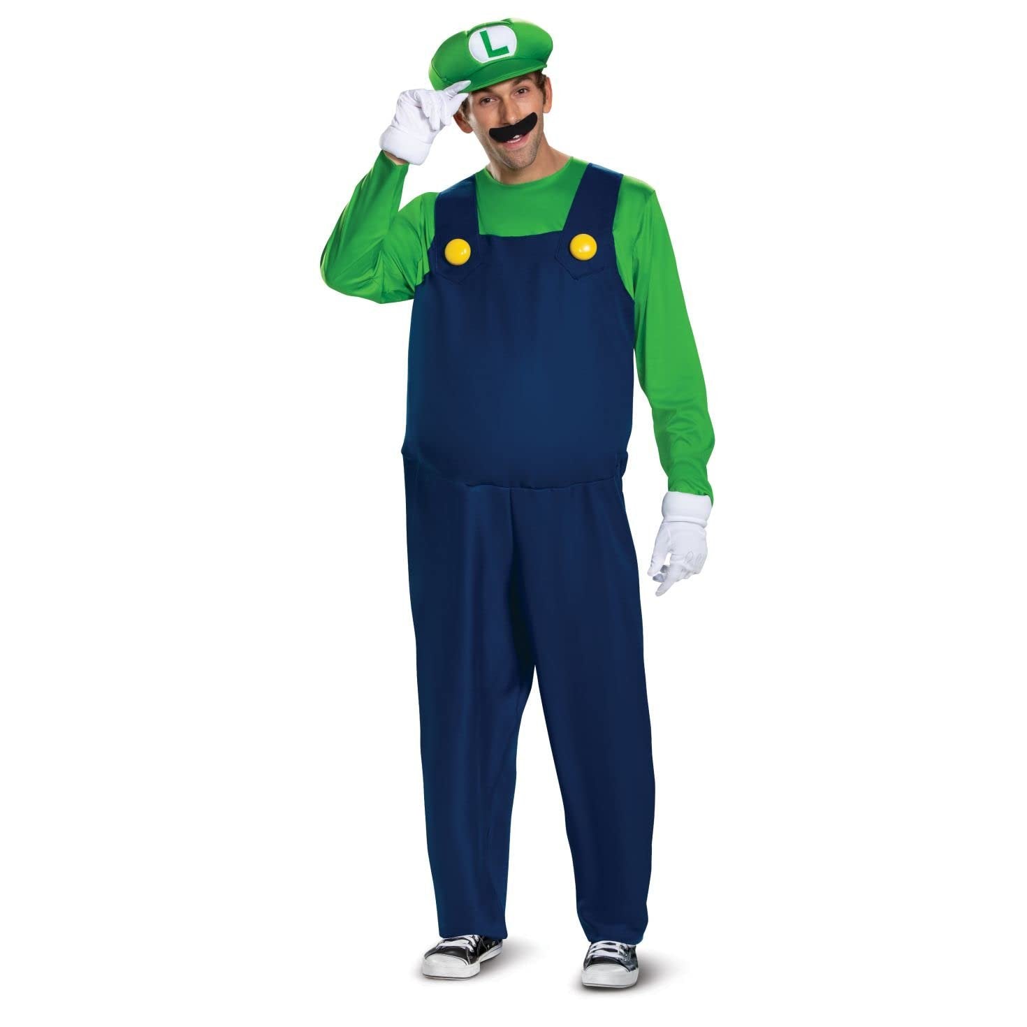 Disguise Men's Luigi Deluxe Adult Costume, Green, M (38-40)