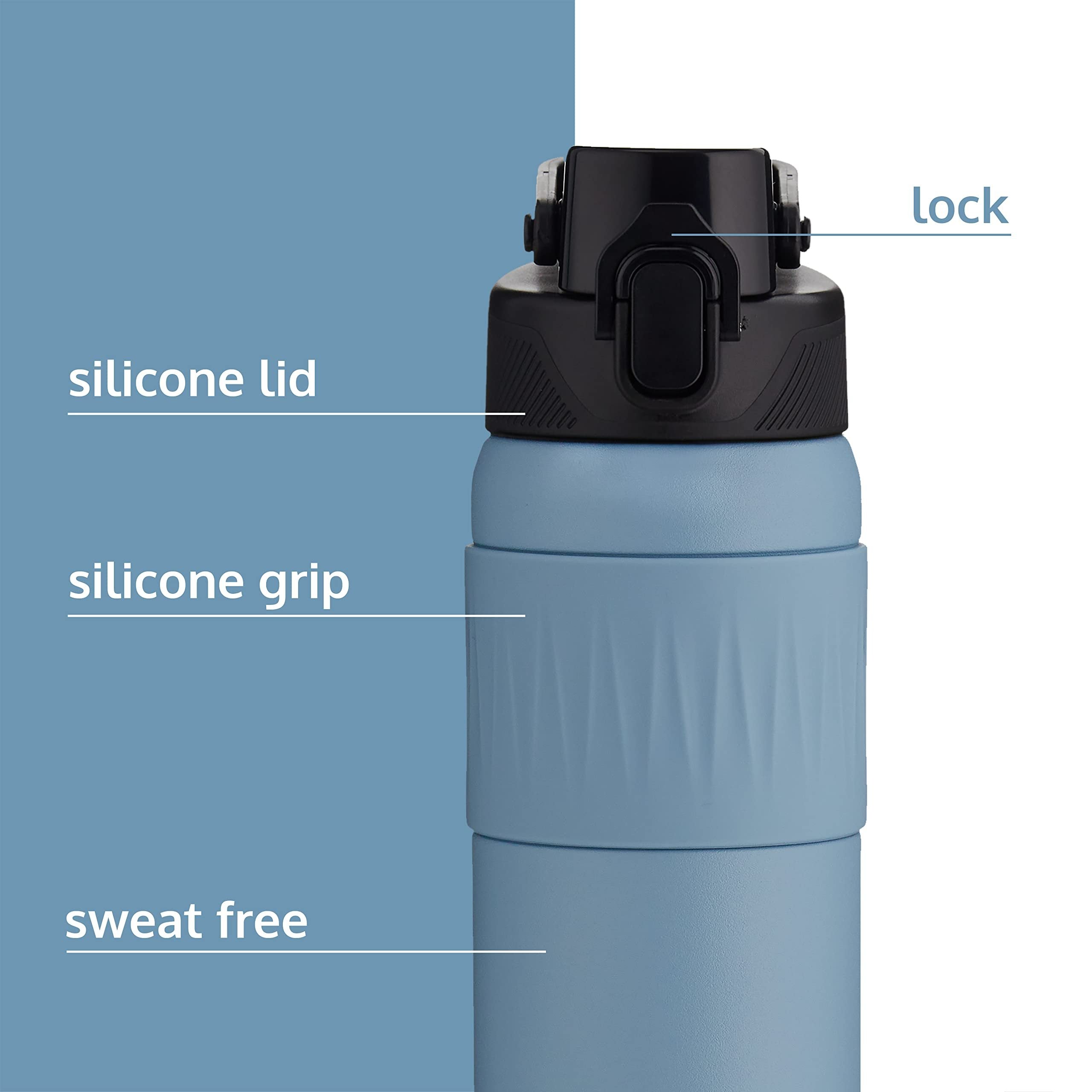 qbottle Insulated Water Bottles with Straw Lid - Stainless Steel Water Bottle - Leak Proof Metal Water Bottle - No Sweat - Reusable - Maya Blue, 23.6 oz