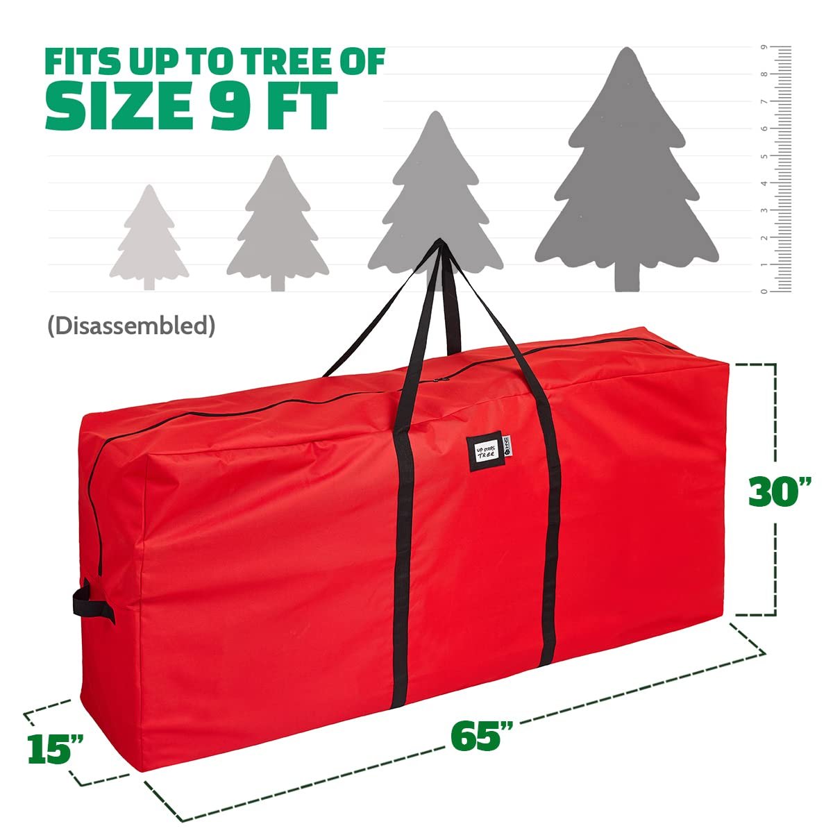 Christmas Tree Storage Bag - Large Fits Artificial Trees - Water-Resistant Heavy Duty 600D Xmas Tree Storage Duffle, Perfect Post Holiday Storage Solution