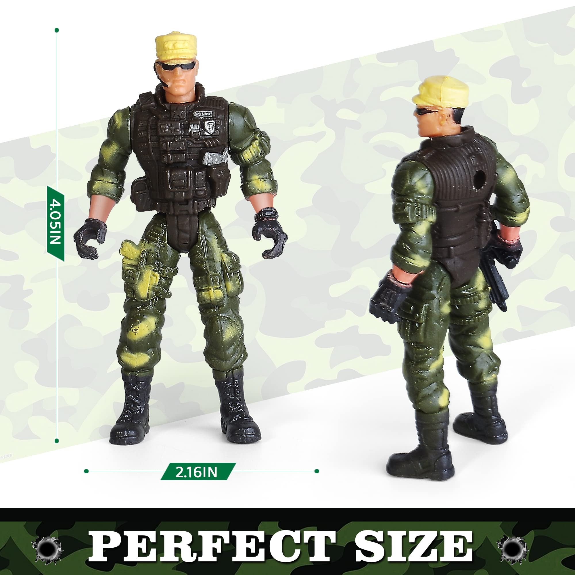 8-Pack Military Toy Soldiers Action Figures Playset, US Army Men and SWAT Team with Military Weapons Accessories for Kids Boys Girls