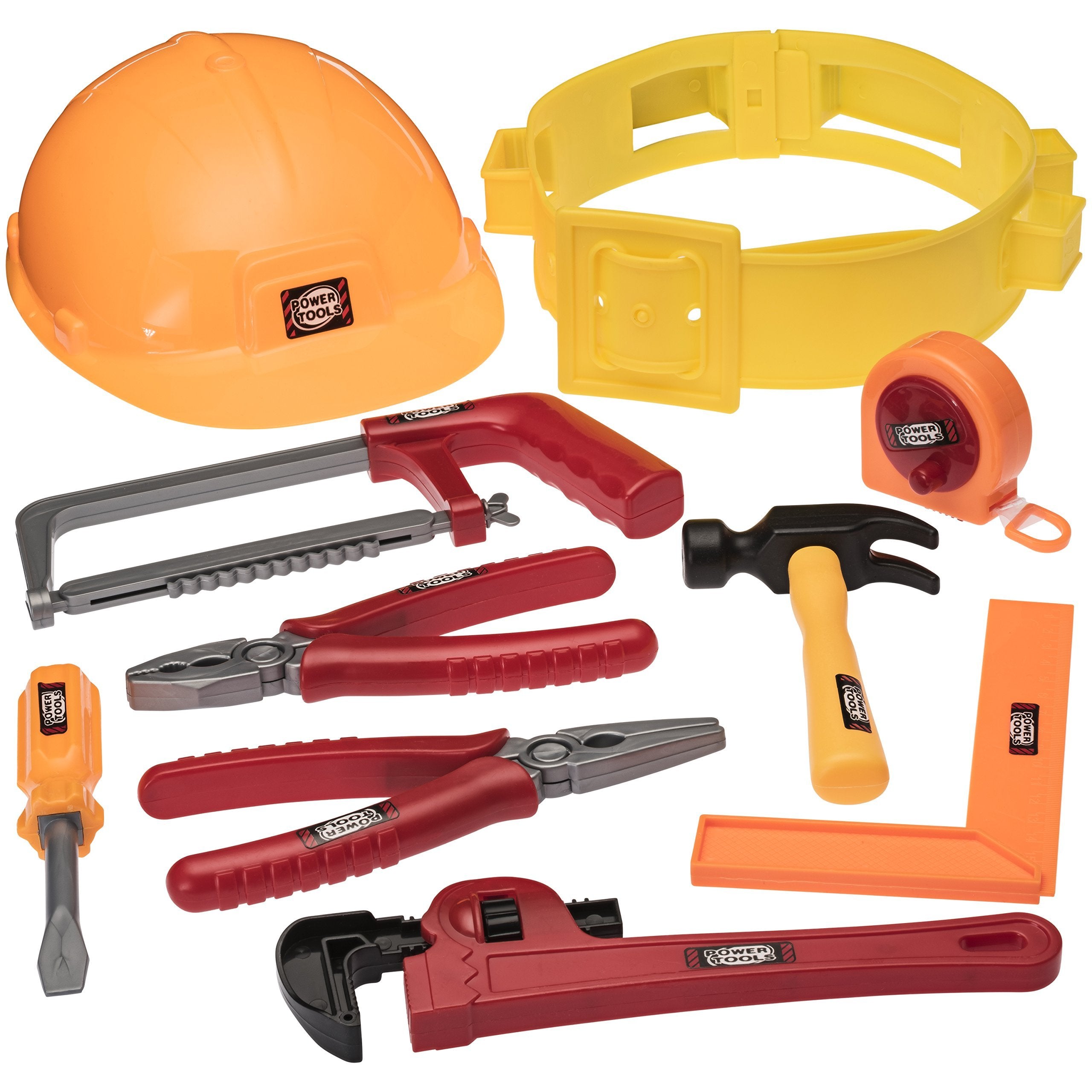 PREXTEX Little Handyman Kids' Toy Tool Belt Set | Kid Construction Toys | Great for Toddler, Boy and Kids Ages 1-3, Includes Hard Hat, Saw, Plier, Screwdriver, Ruler, Hammer, and Tape Measure