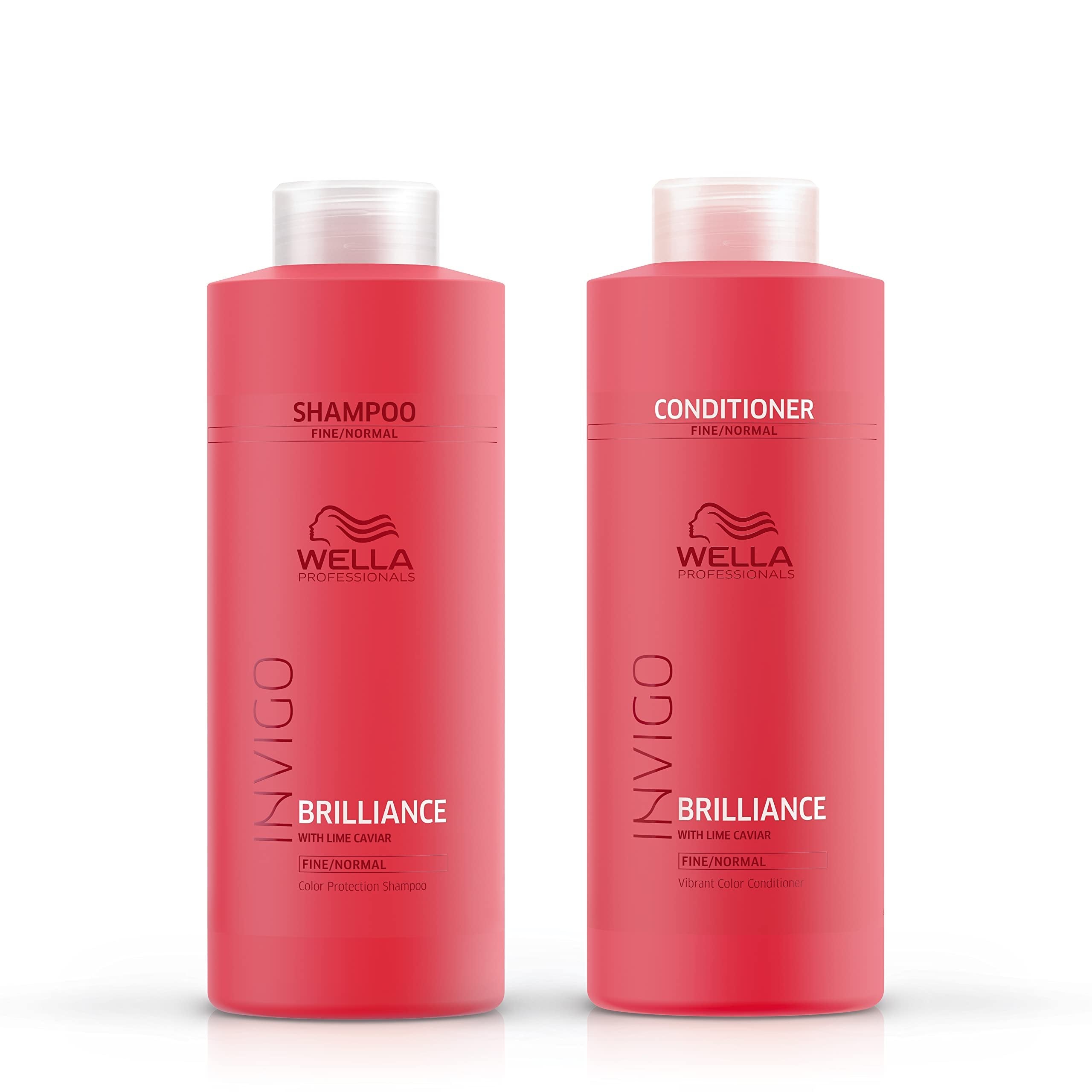 Wella Professionals Invigo Brilliance Shampoo + Conditioner Set, for Fine Normal Colored Hair, Professional Color Protecting & Color Vibrancy