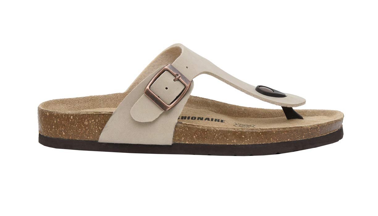 CUSHIONAIRE Women's Leah Cork Footbed Sandal With +Comfort, Stone 11