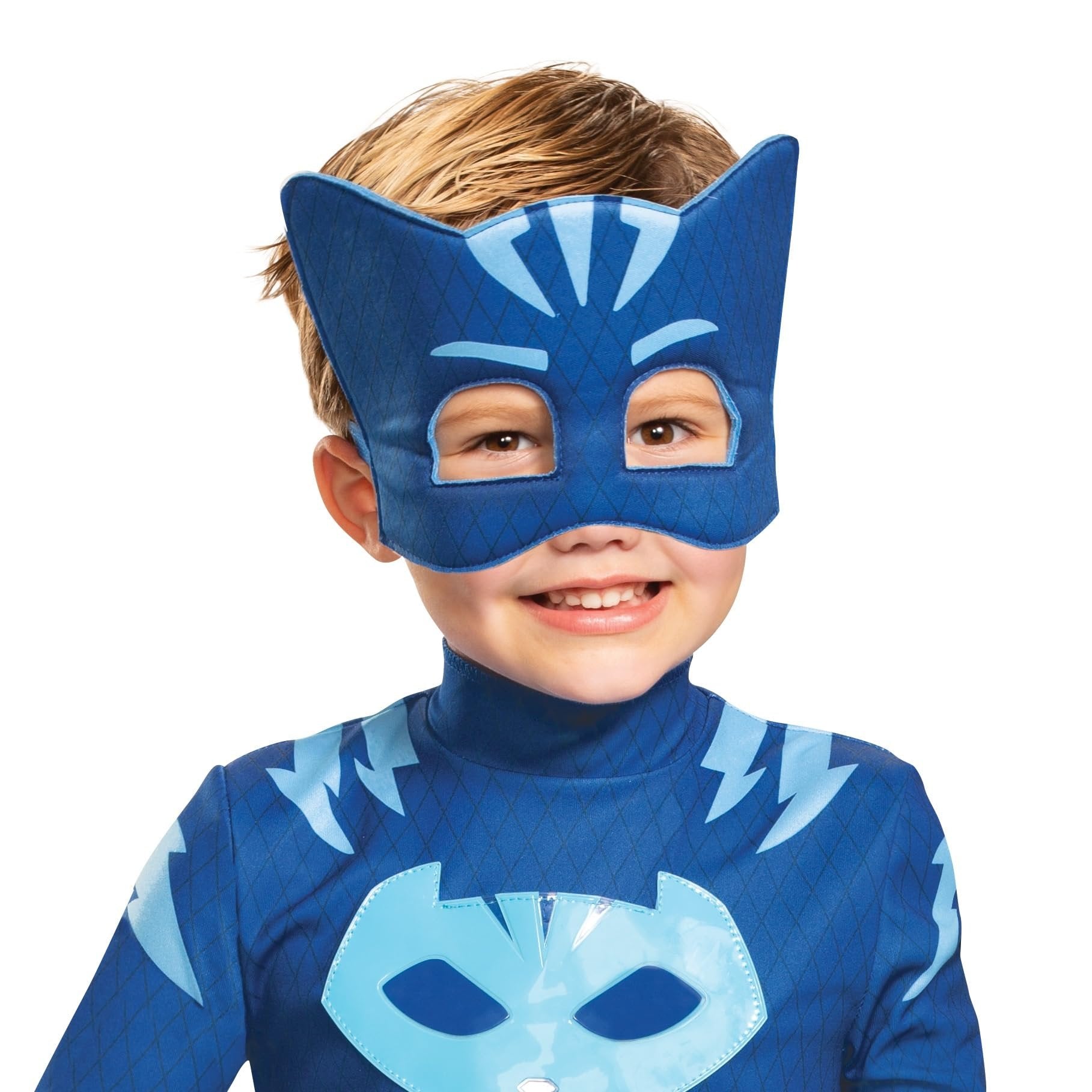 Disguise PJ Masks Catboy Costume, Deluxe Kids Light Up Jumpsuit Outfit and Character Mask, Toddler Size Large (4-6) Blue