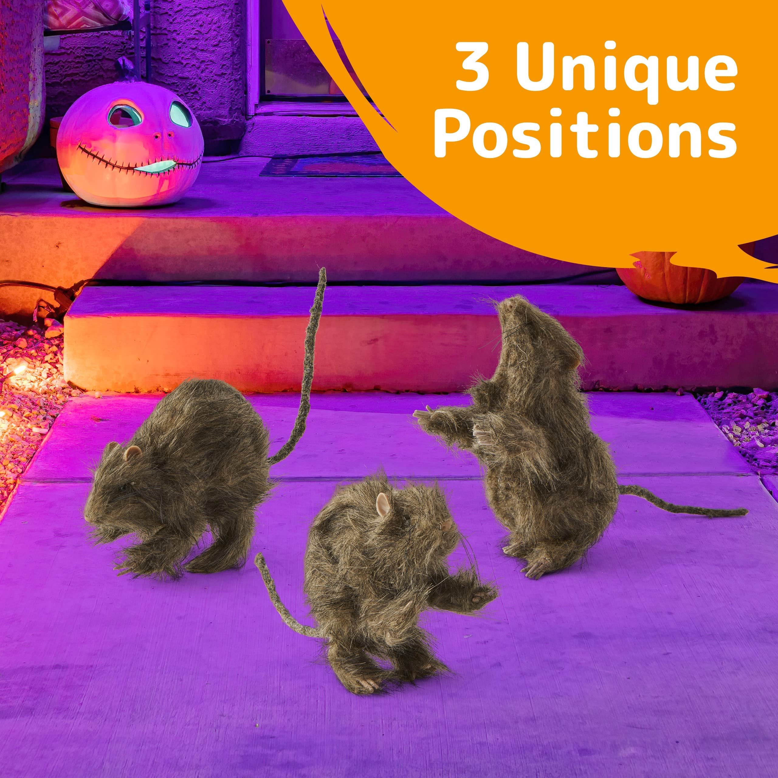 Prextex Realistic Furry Fake Rats for Best Halloween Decoration: Halloween Fake Rats, Realistic Rats, Halloween Trick Toys Decoration, Party Props etc.