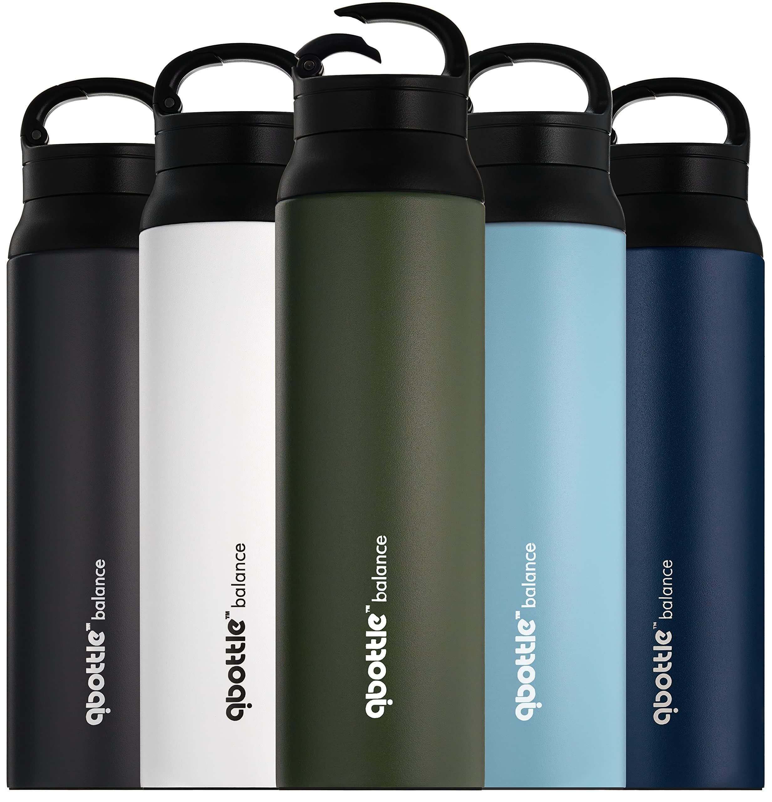 qbottle Insulated Water Bottles with Carabiner Lid - Stainless Steel Water Bottle - Leak Proof Metal Water Bottle - No Sweat - Wide Mouth - Forest Green, 27 oz