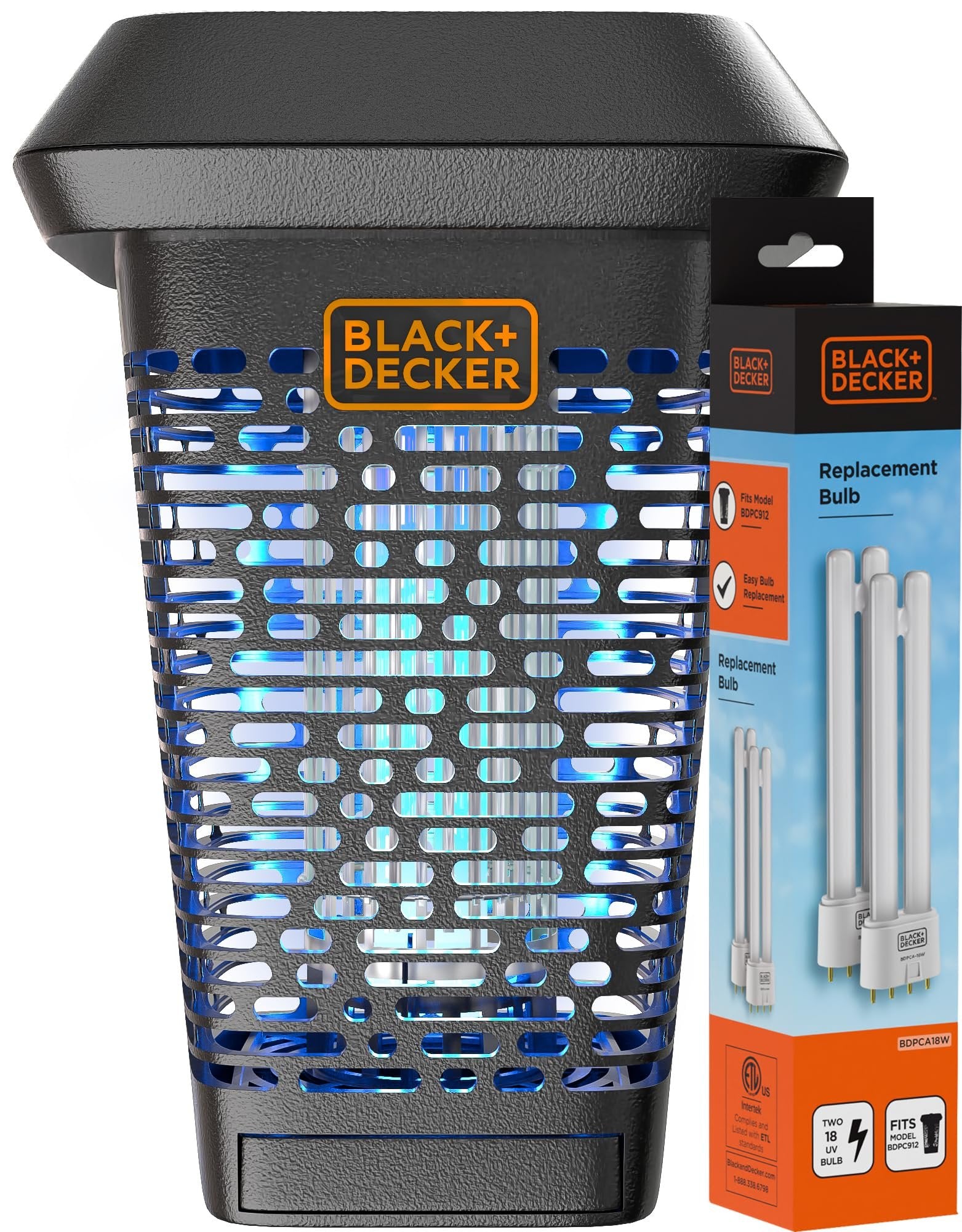 BLACK+DECKER Bug Zapper Indoor- Mosquito zapper- Mosquito killer- Fly zapper 1 Acre Outdoor Coverage for Home, Garden & More, Free Bulb Included