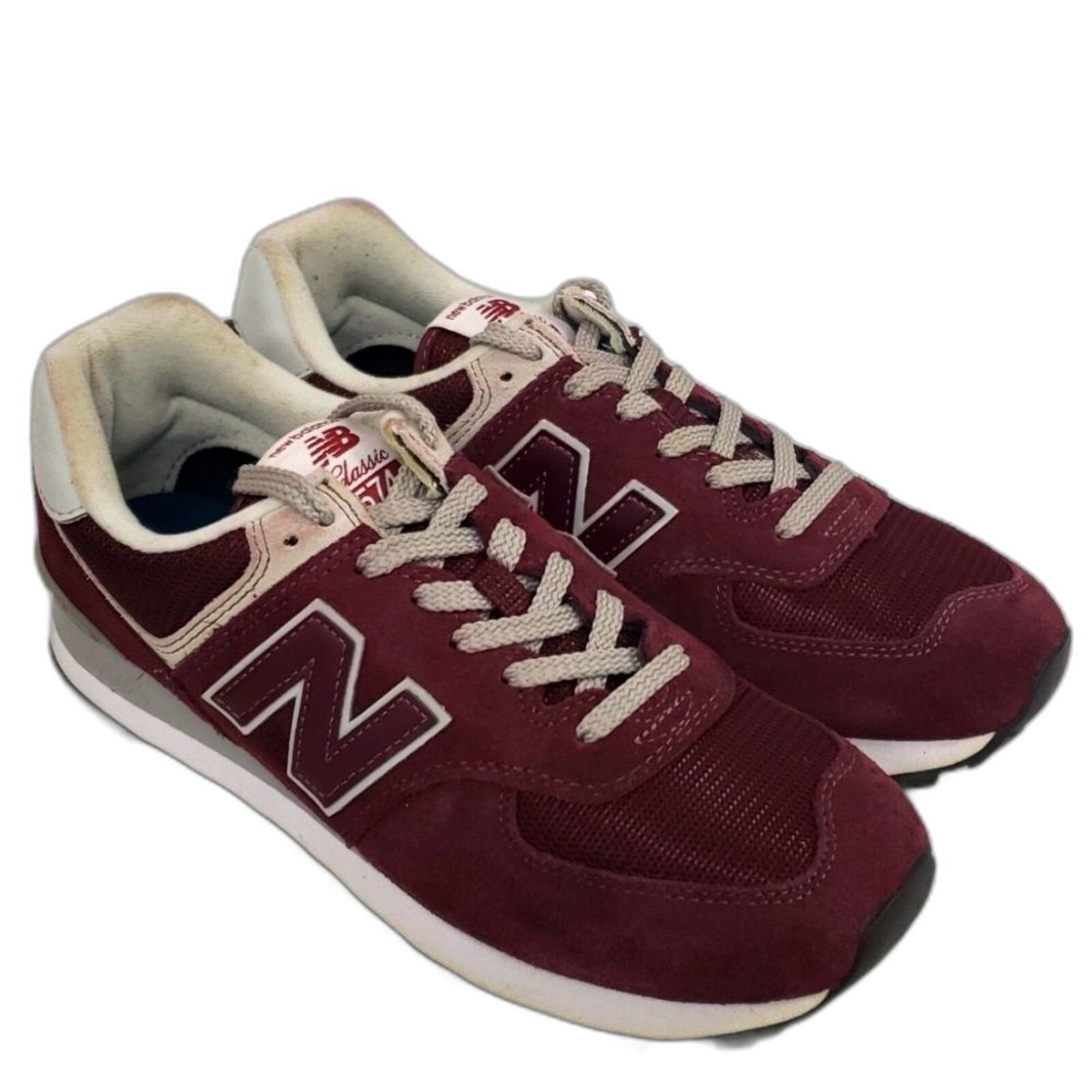 New Balance Mens 574 Core Sneaker Burgundy White 8.5 US