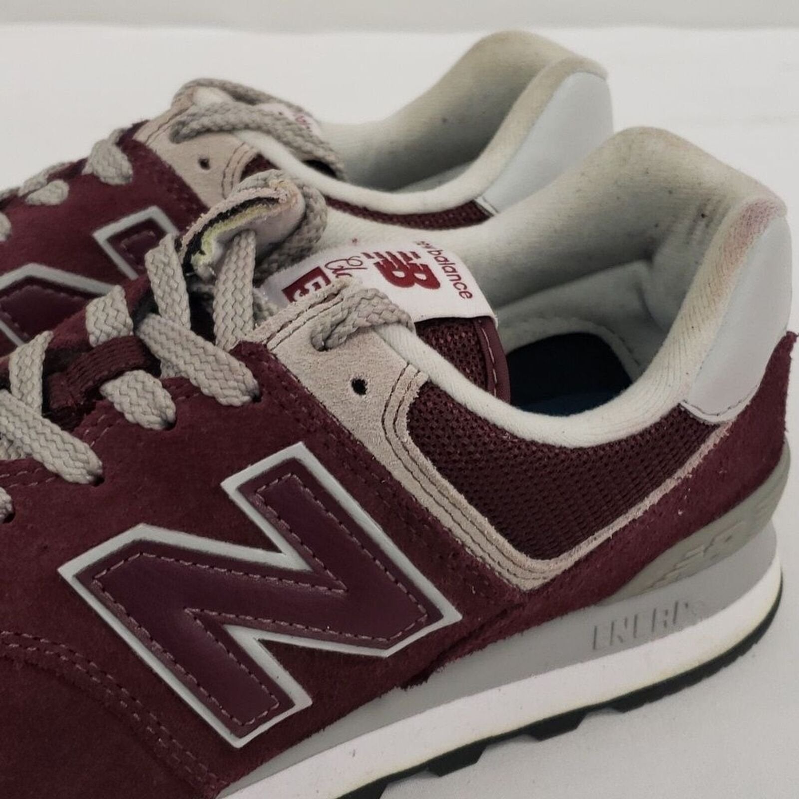 New Balance Mens 574 Core Sneaker Burgundy White 8.5 US