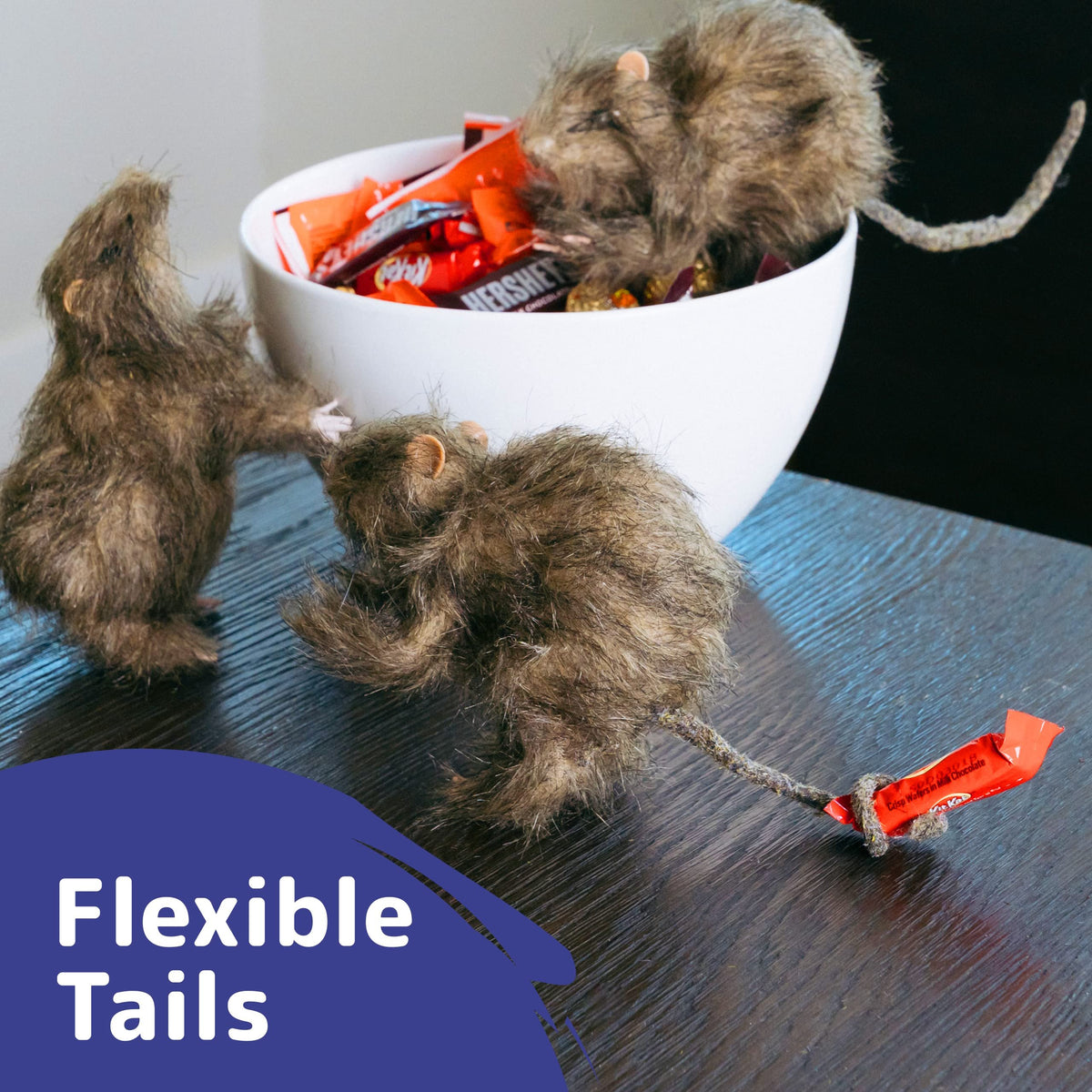 Prextex Realistic Furry Fake Rats for Best Halloween Decoration: Hallo