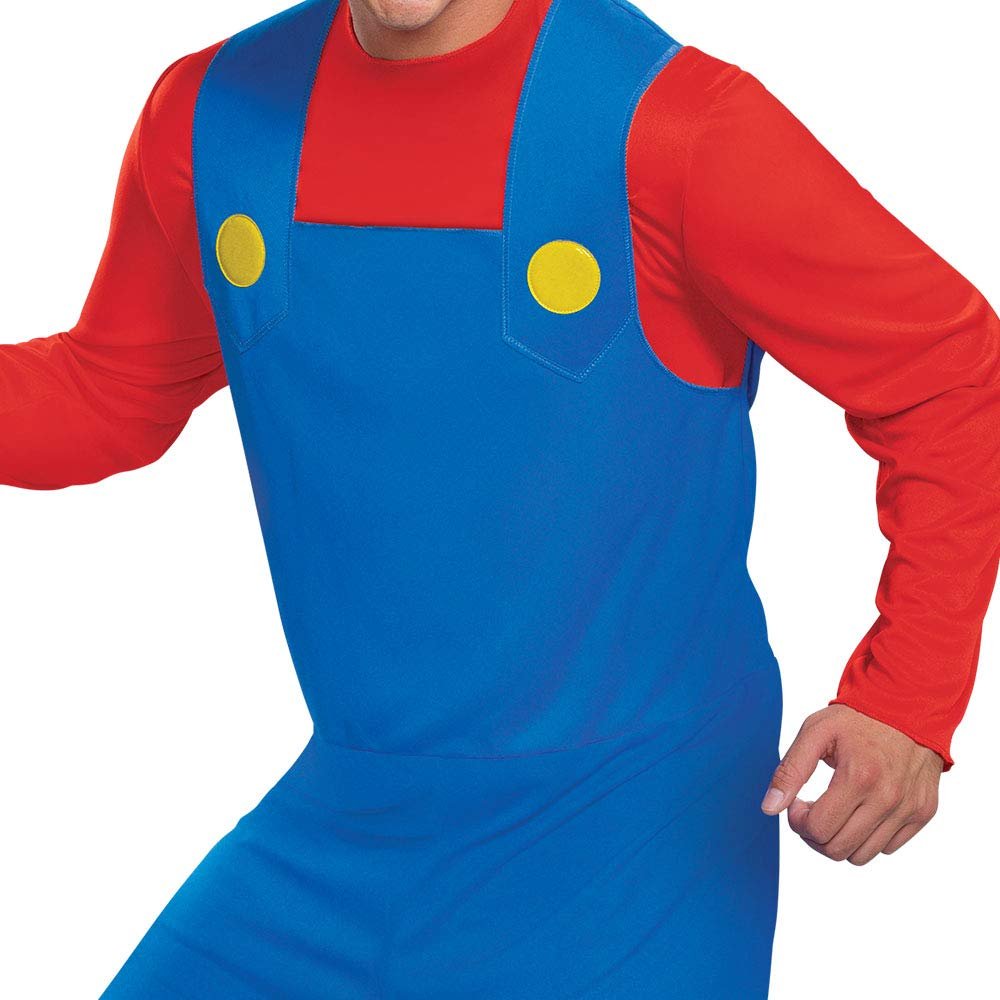 Official Nintendo Mario Costume XL Red Adult w/ Hat & Mustache - Free Shipping!