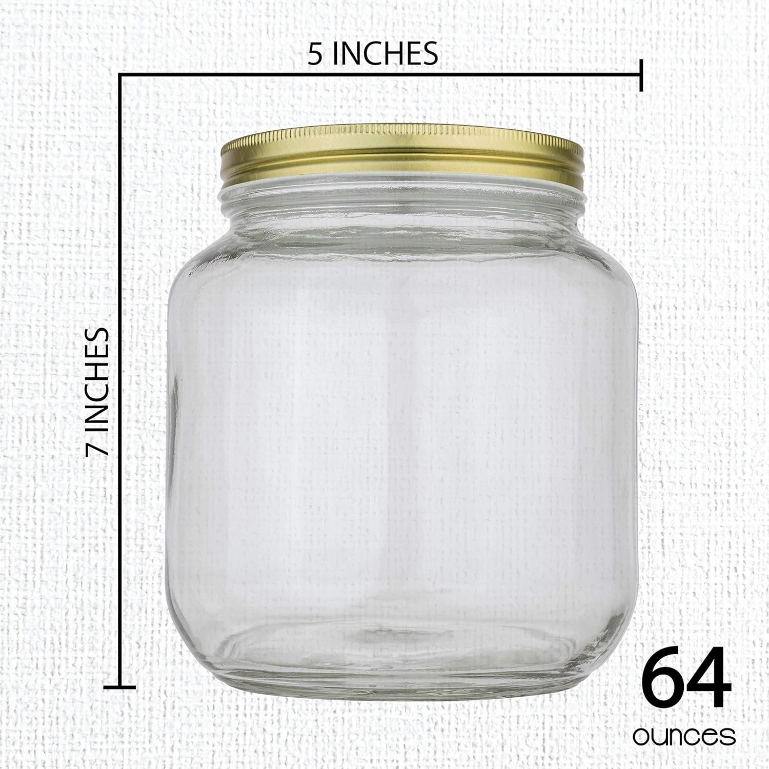 kitchentoolz 2 Pack Half Gallon Mason Wide Mouth Glass Jar with Airtight Metal Lid - Safe for Fermenting Kombucha Kefir - Curing Pickling, Storing and Canning - BPA-Free Gold Lid