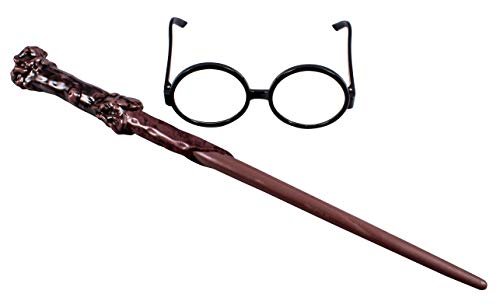 Disguise Harry Potter Accessories Set, Costume Wand and Glasses Kit Black & Brown, Childrens Size