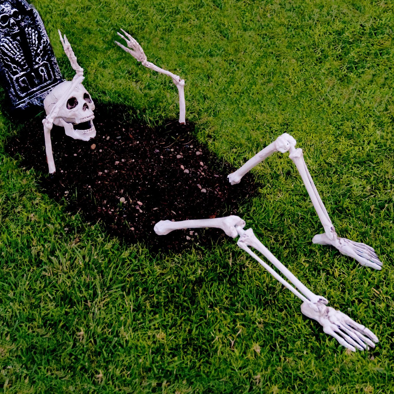 PREXTEX Skeleton Stakes for Outdoor Yard Halloween Decorations - Life-Sized Groundbreaker Skeleton in Front Lawn Garden