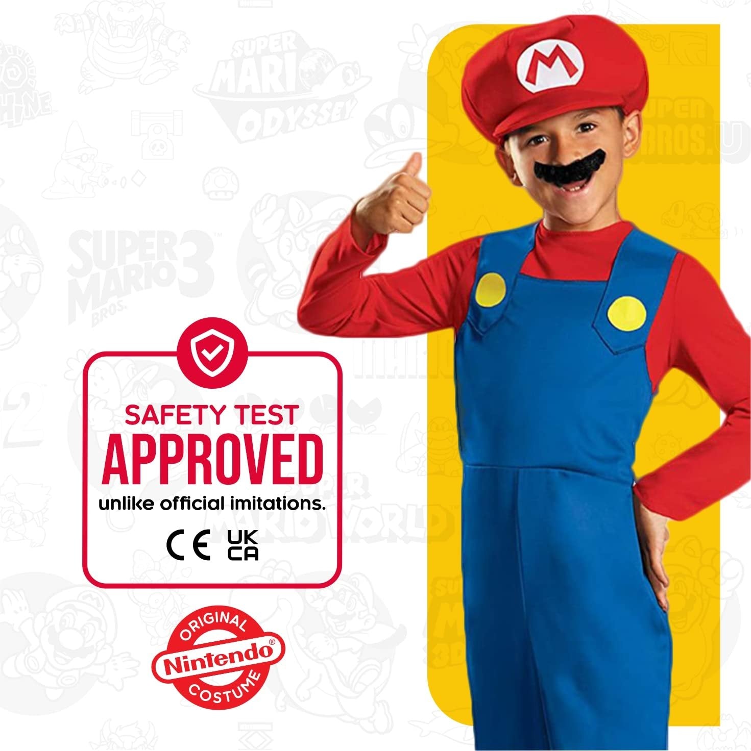 Nintendo Super Mario Bros DISK73689L Classic Costume, (Small 4-6 years)