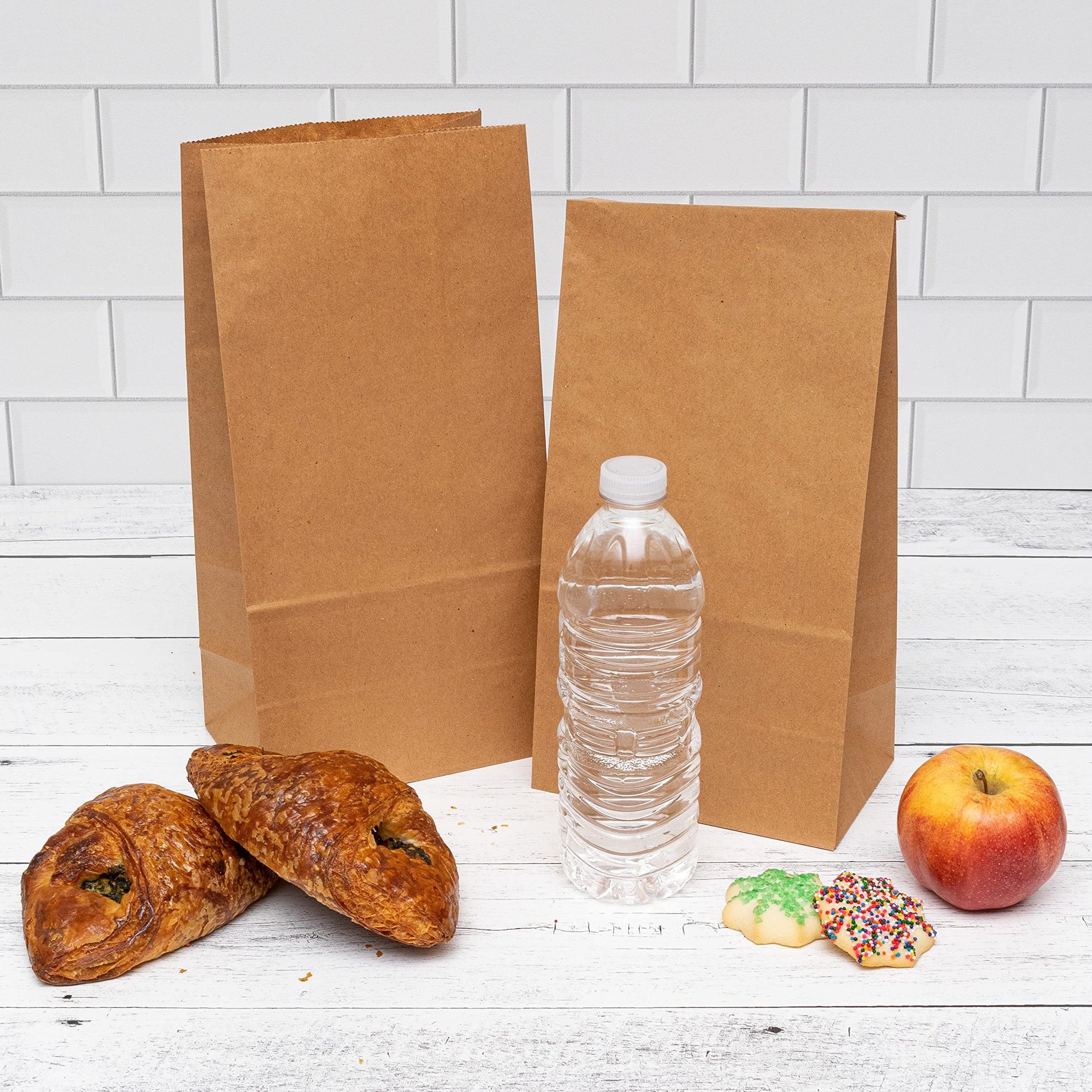 Brown Paper Lunch Bags - 8 LB Medium Paper Lunch Bags 100 Count, Disposable Kraft Paper SOS Sack for Lunch Bags, Bread Bags, Sandwich Bags, Snack, Goodie, Favor Bags, Bakery Use, Bulk - 6.13x4x12.25