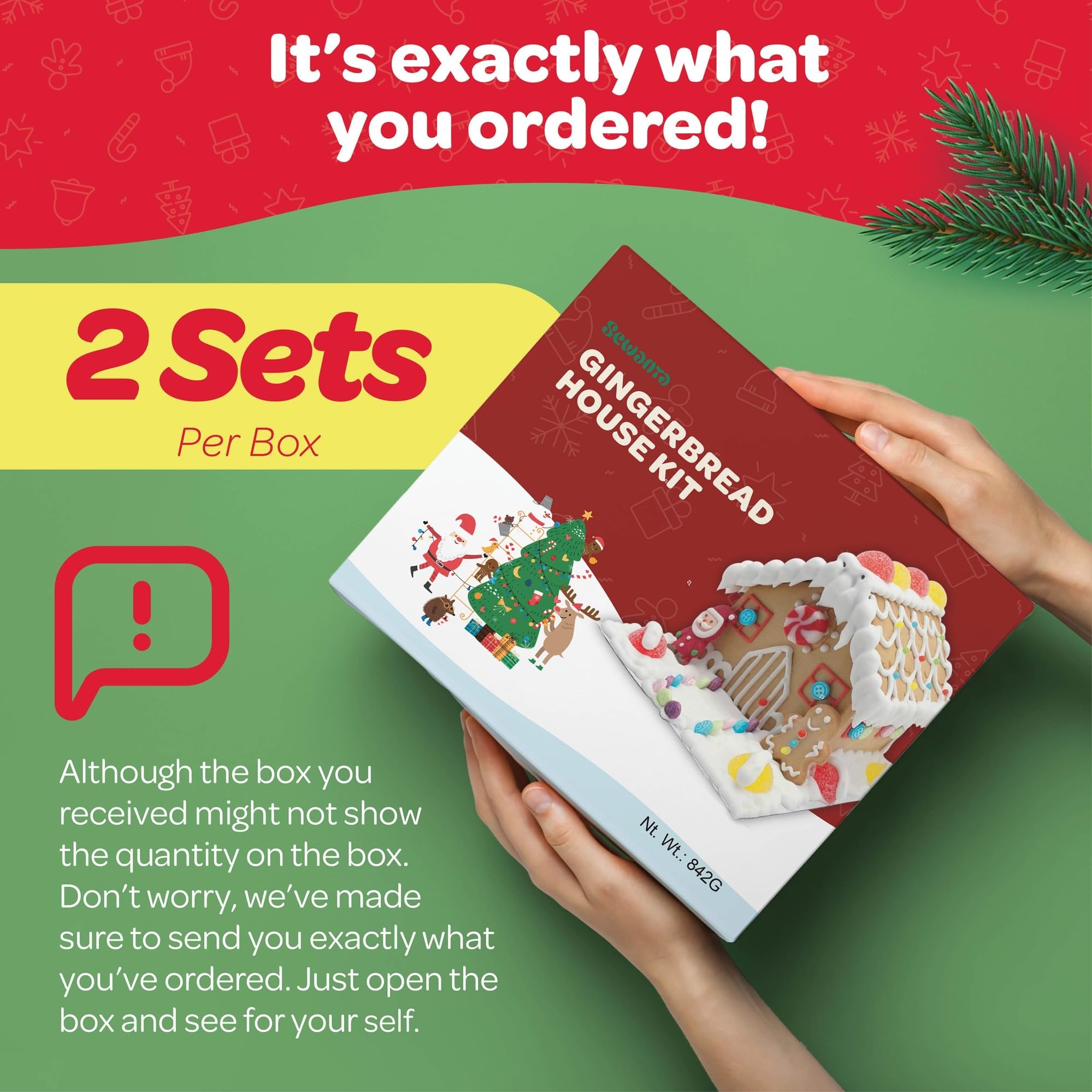 Gingerbread House kit [Set of 2] DIY Gingerbread House, Fun Holiday Activity for Kids, Ease Crafted Grooves Decor Kit of 2 Houses/4 ppl/Fondant/Snowflakes/Candies/Jellies/Beads/Buttons/Tray 30 Pcs Set
