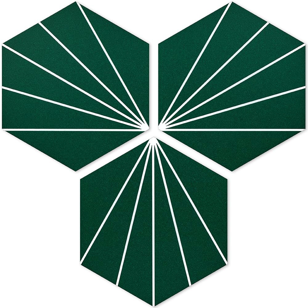 AULIGET Flower Vintage Hexagon Tile Peel and Stick Backsplash, 6"x7" Self Adhesive Wall Tiles in Green (Pack of 45)