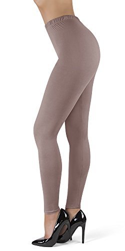 SATINA High Waisted Leggings for Women | Full Length | 1 Inch Waistband (Mauve, One Size)