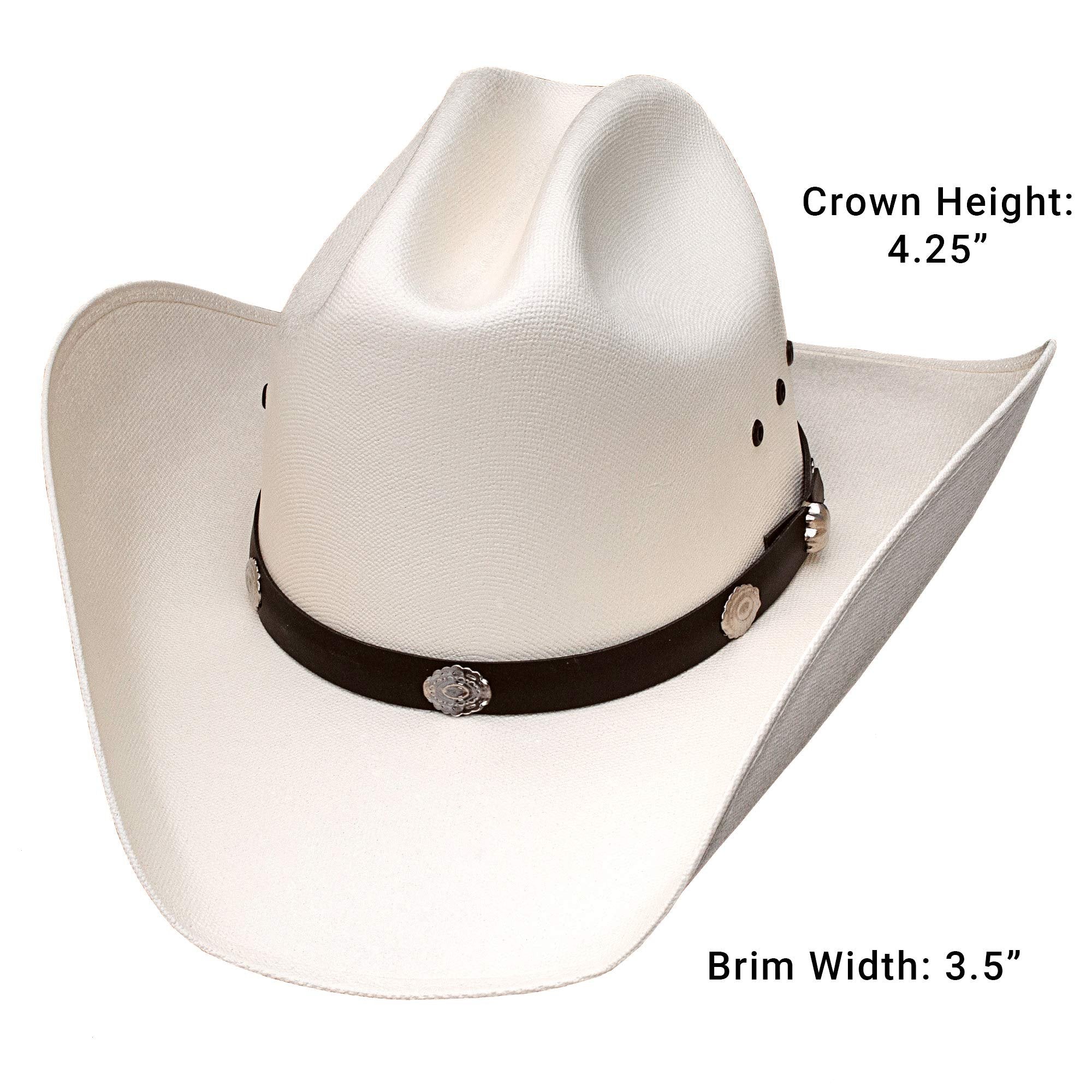 Western Express Men's Classic Cattleman Off White Straw Cowboy Hat, Adult Size 56 (7)