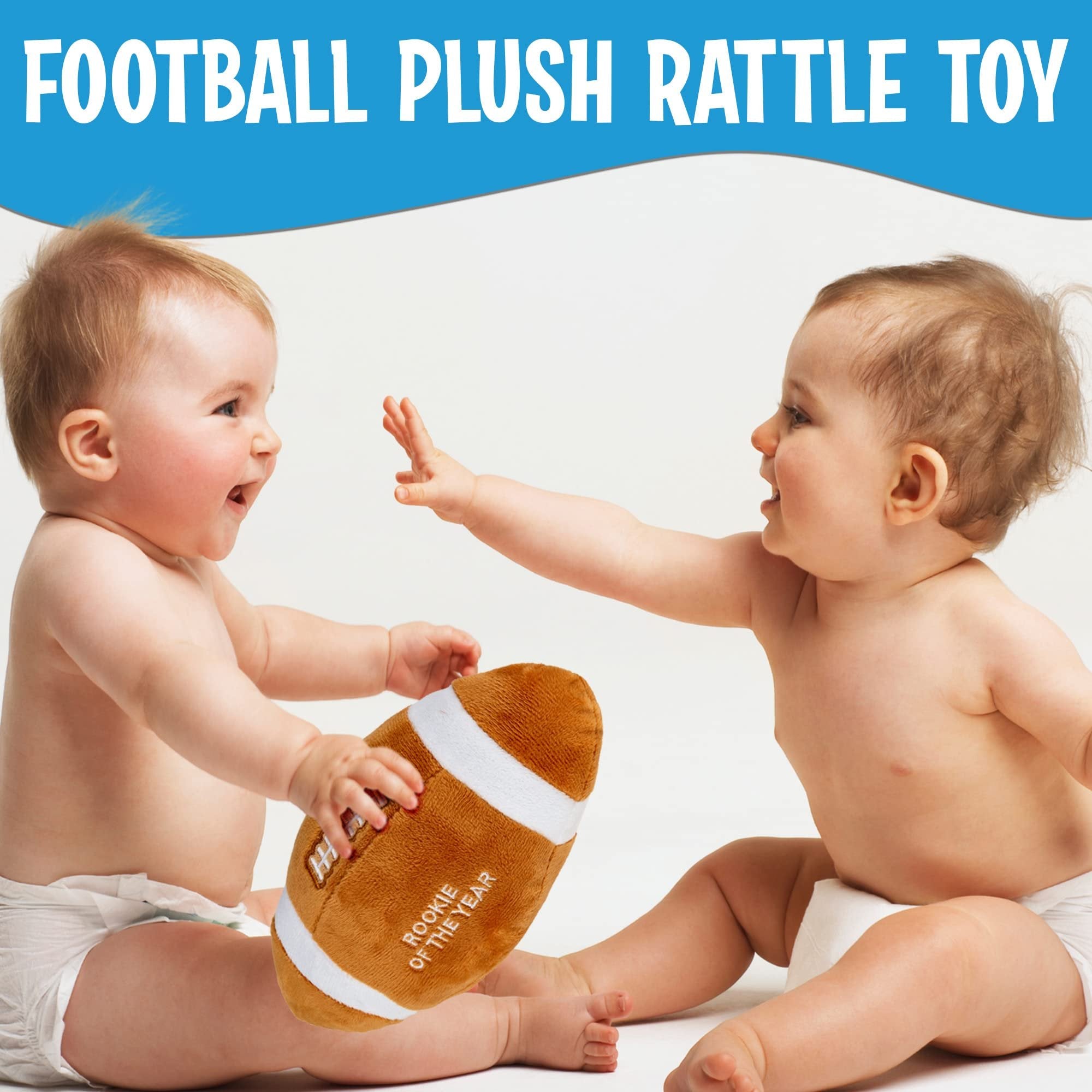 Playbees Baby Football Plush Rattle - Baby Boy Stuff for Gifts, Toddler Football Toys, Baby Rattles & Plush Rings, Engaging Learning for Boys and Girls - Ages 0-36 Months