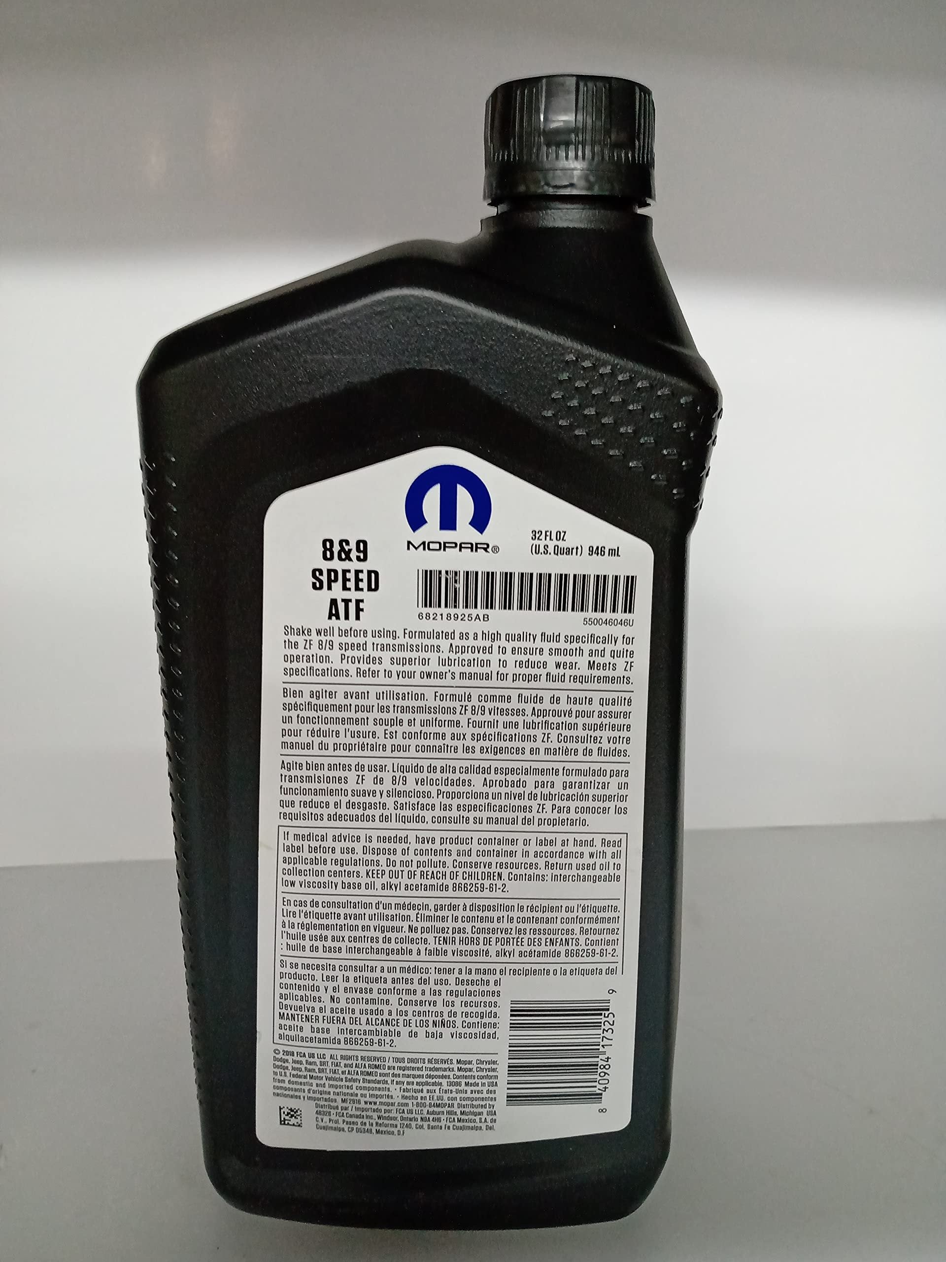 Mopar 8 and 9 Speed ATF Automatic Transmission Fluid