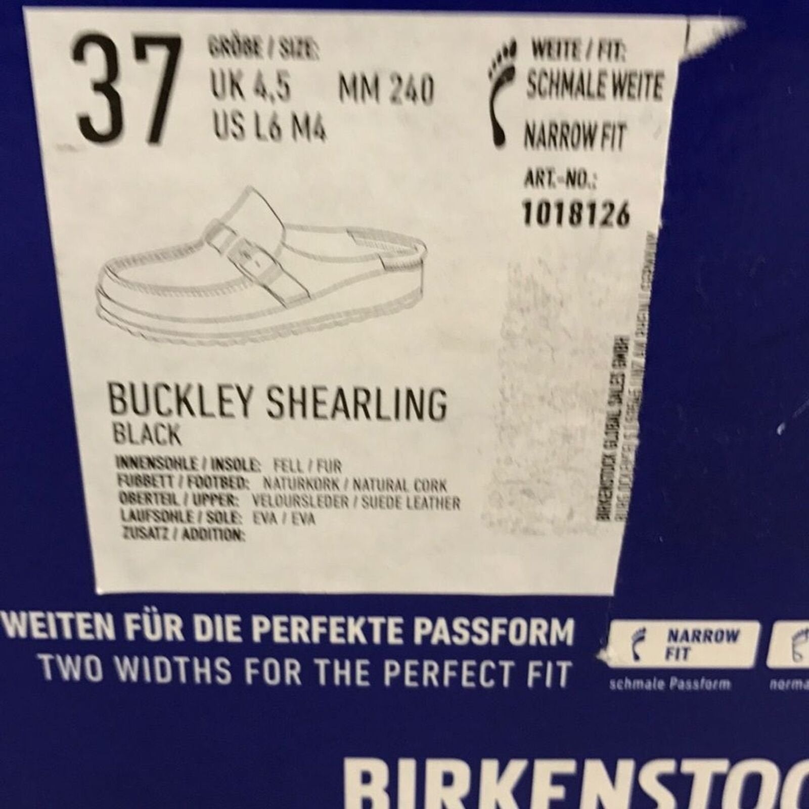 Birkenstock Buckley Shearling Black Fur Suede Womens Size 6