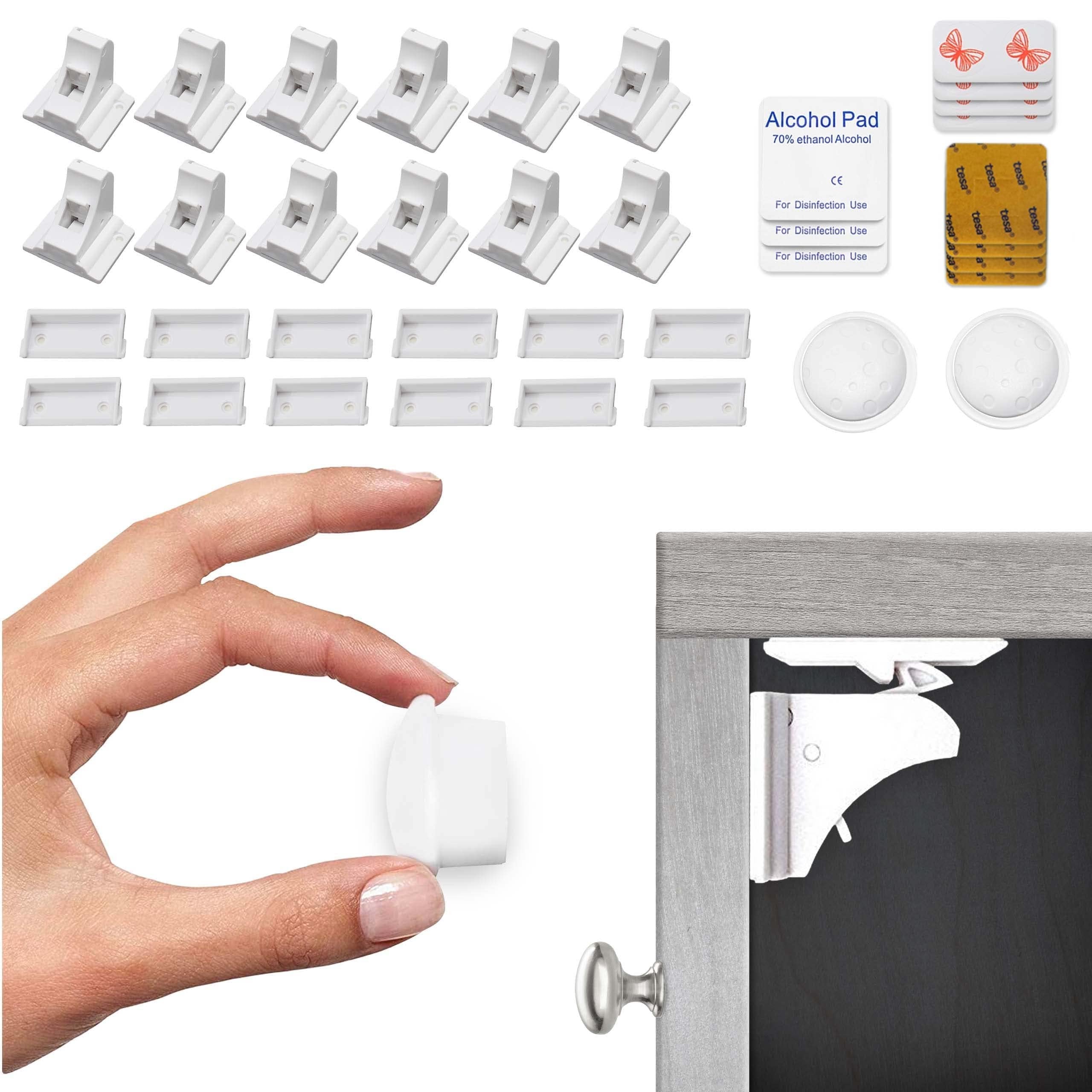 Eco Baby Magnetic Cabinet Locks for Babies - Magnetic Baby Proofing Cabinet Locks, Child Locks for Cabinets Drawers Doors for Back to School - Easy Installation No Tools Required (12 Pack and 2 Keys)