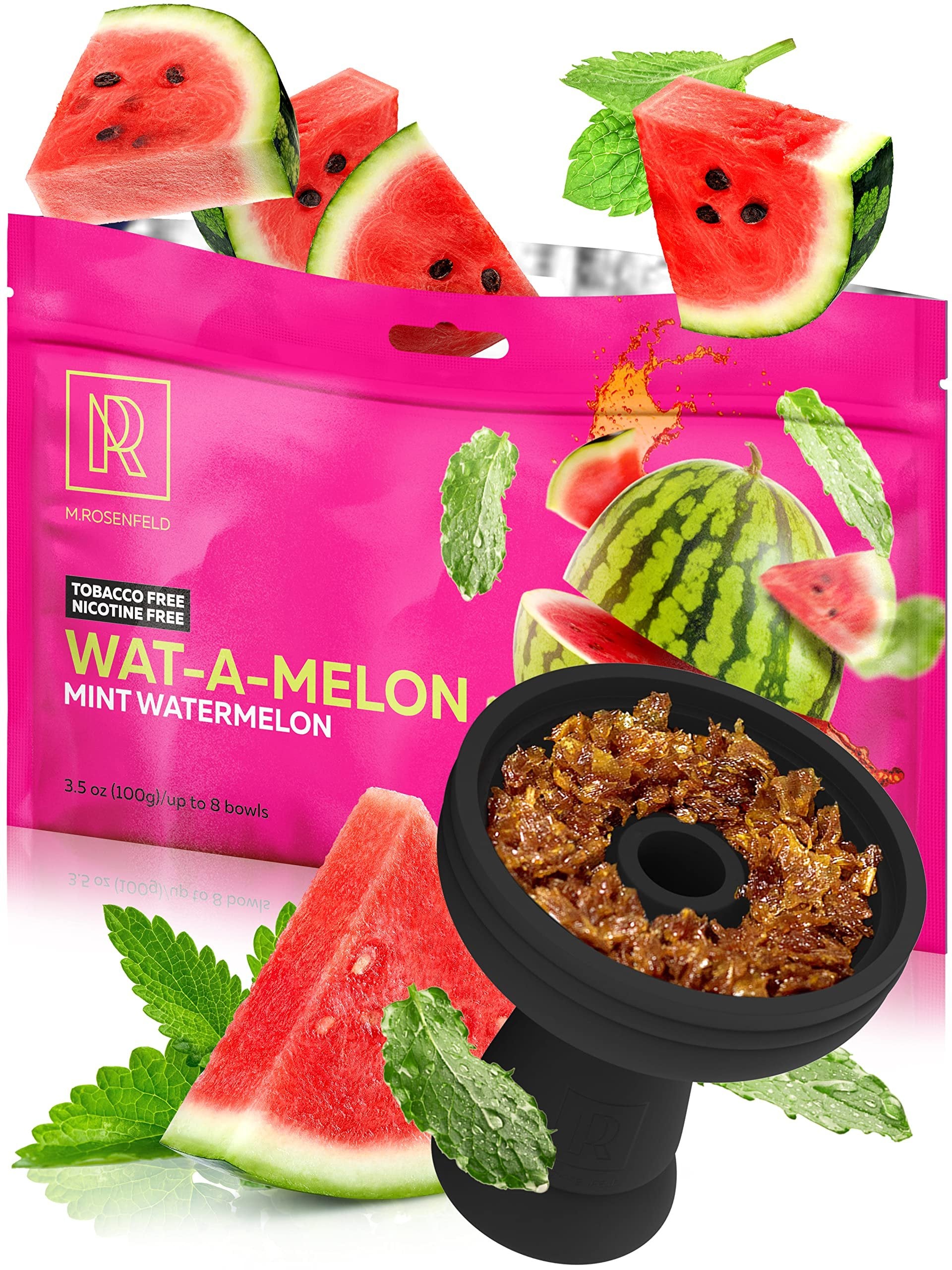 Hookah Flavor Watermelon Mint Herbal - Hookah Shisha Tobacco Free Molasses - 3.5 ounce - 100 Gram of Hookah Tobacco & Nicotine Free with Real Organic Shisha Hookah Flavors - Watermelon Mints