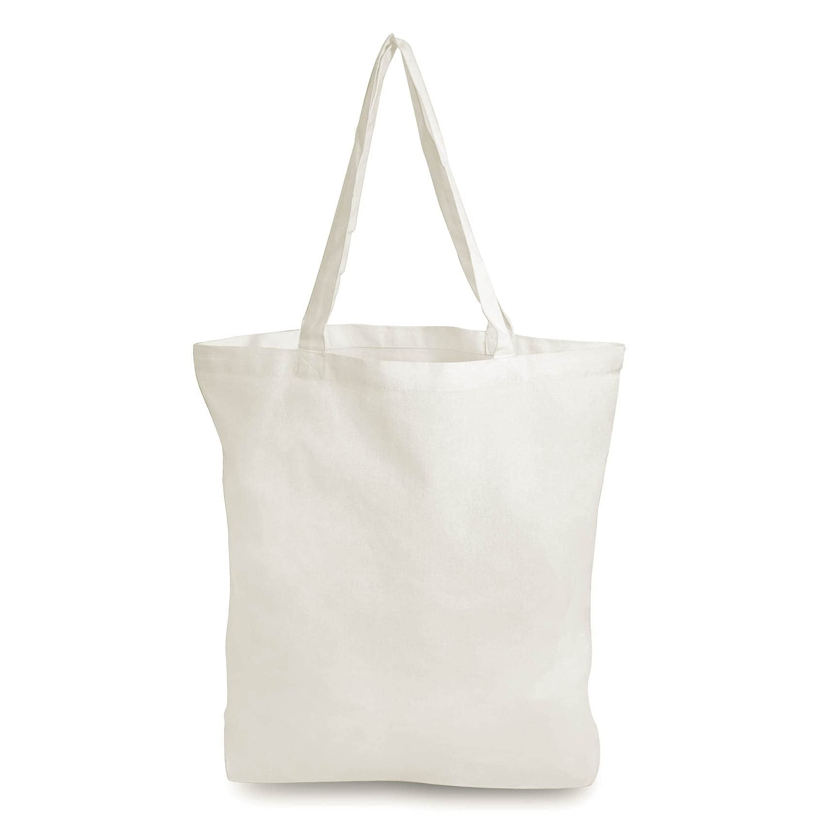 Canvas Bags with Handles - Plain Natural Cotton Totes Made from Organic Fabric, Reusable Cloth Shopping Bags for Grocery, Market, Beach, Pool, Gifts, DIY, Washable & Eco Friendly 4 Pcs - 15.7x3.3x15.7